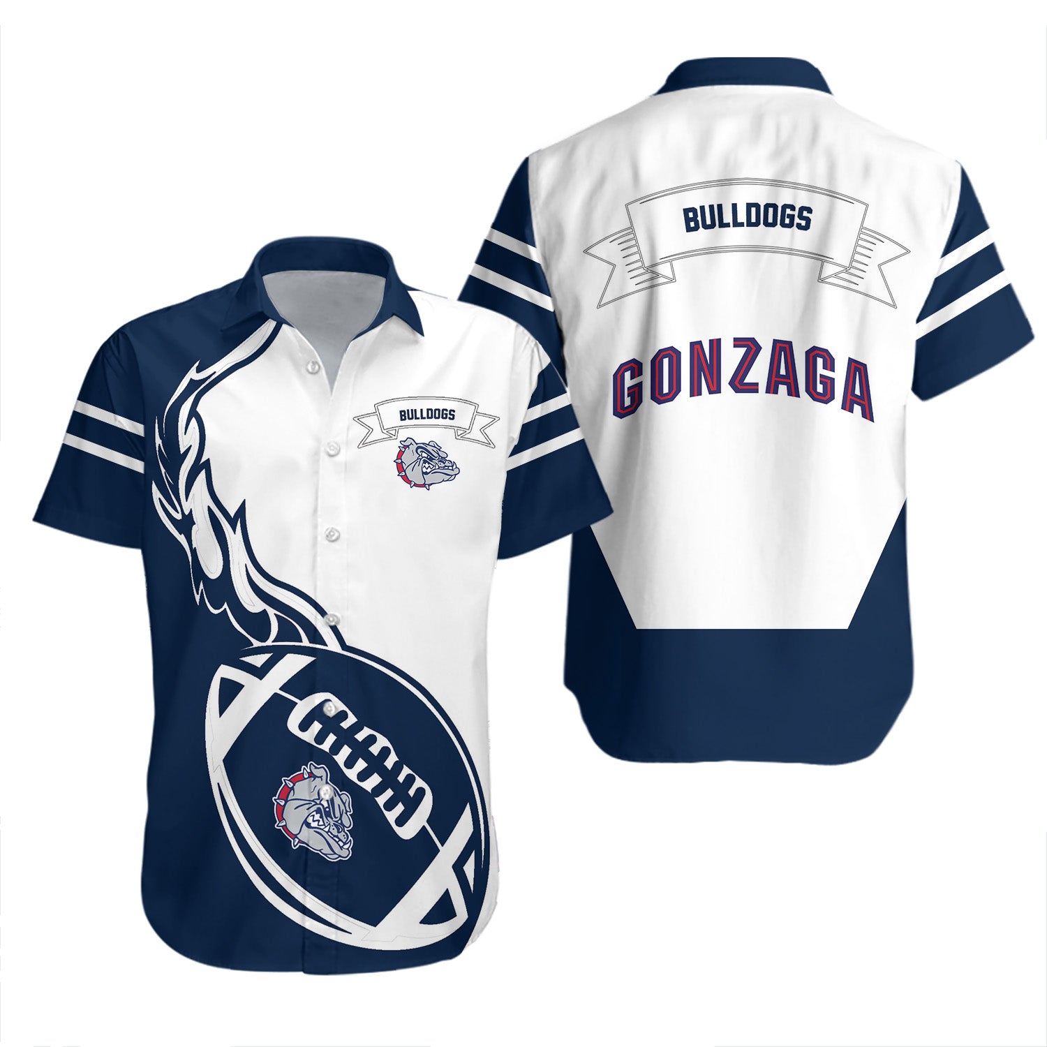 Gonzaga Bulldogs Hawaiian Shirt Set Flame Ball 2