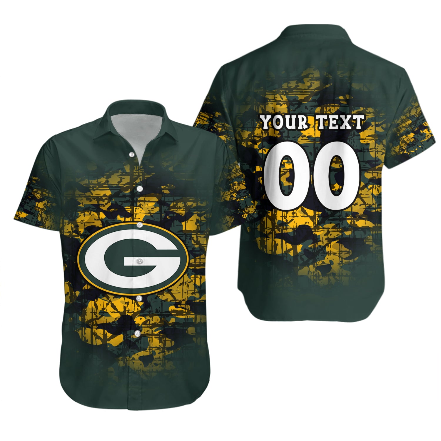Green Bay Packers Hawaiian Shirt Set Camouflage Vintage - NFL 2