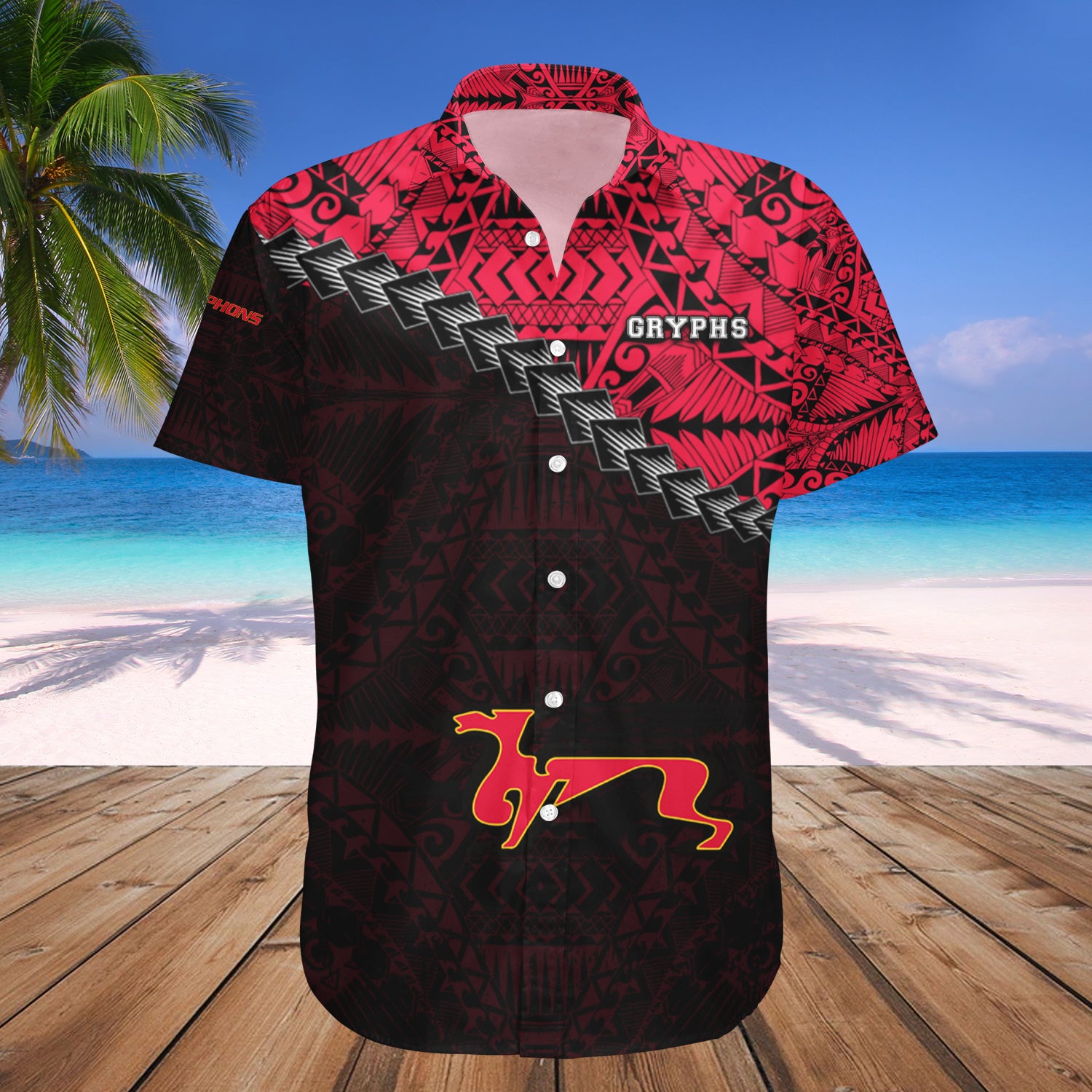 Guelph Gryphons Hawaiian Shirt Set Grunge Polynesian Tattoo - CA CIS 1