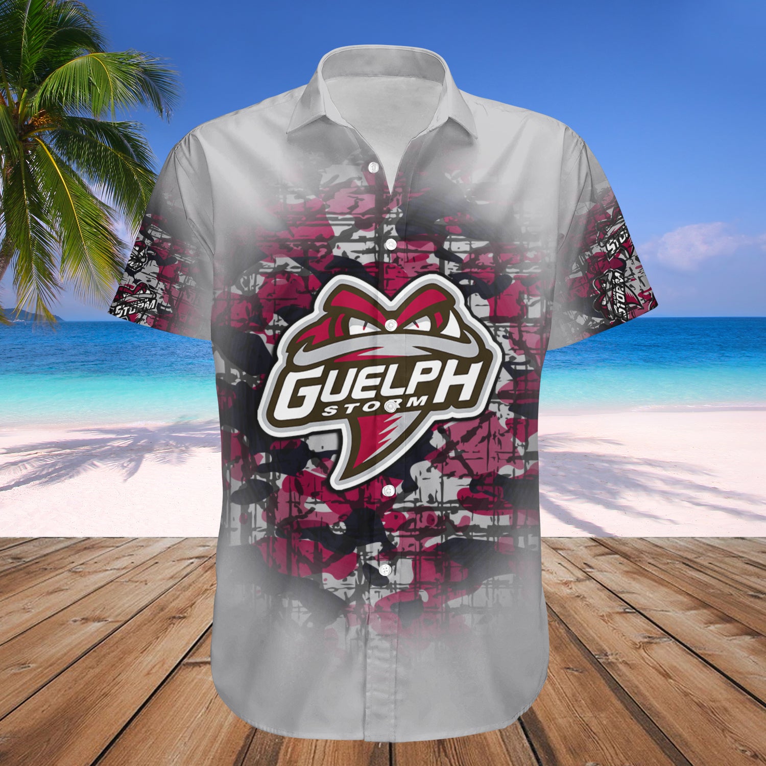 Guelph Storm Hawaiian Shirt Set Camouflage Vintage - CA HOCKEY 1