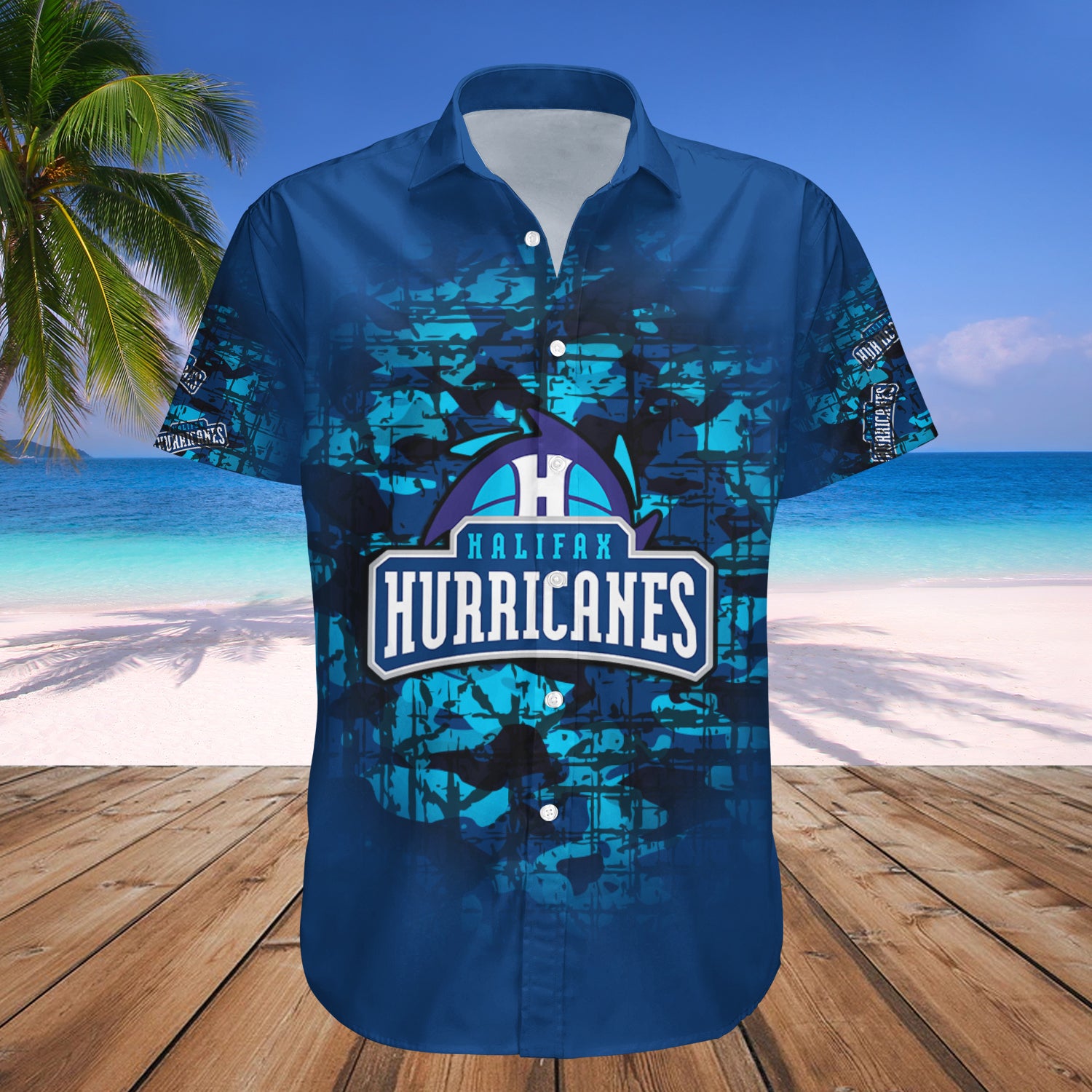 Halifax Hurricanes Hawaiian Shirt Set Camouflage Vintage - CA BASKETBALL 1