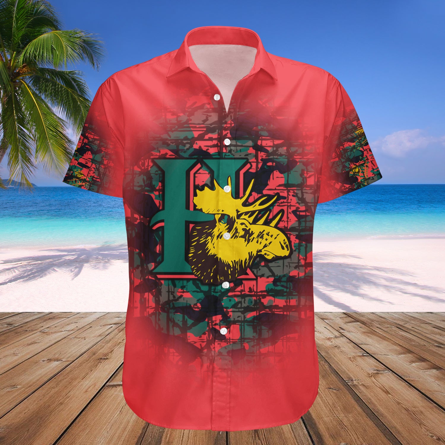 Halifax Mooseheads Hawaiian Shirt Set Camouflage Vintage - CA HOCKEY 1