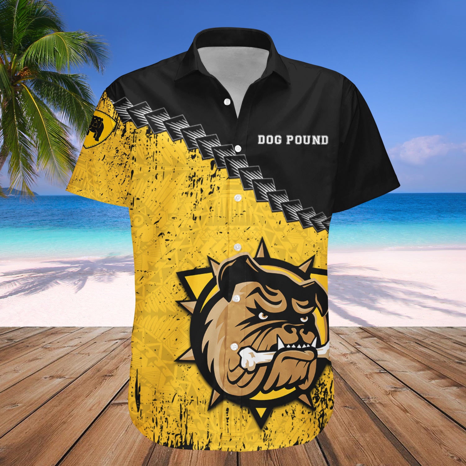 Hamilton Bulldogs Hawaiian Shirt Set Grunge Polynesian Tattoo - CA HOCKEY 1