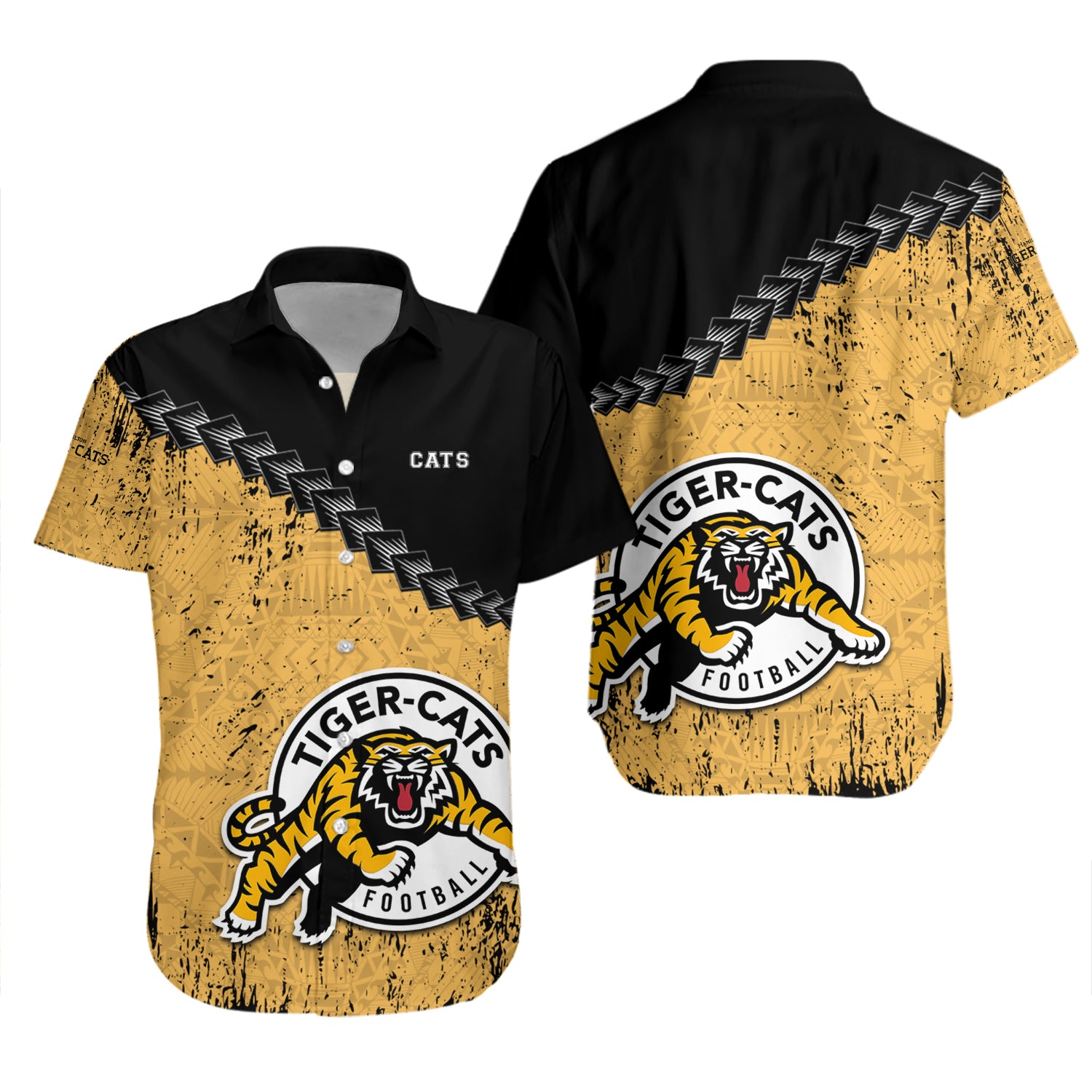 Hamilton Tiger-Cats Hawaiian Shirt Set Grunge Polynesian Tattoo - CA FOOTBALL 2