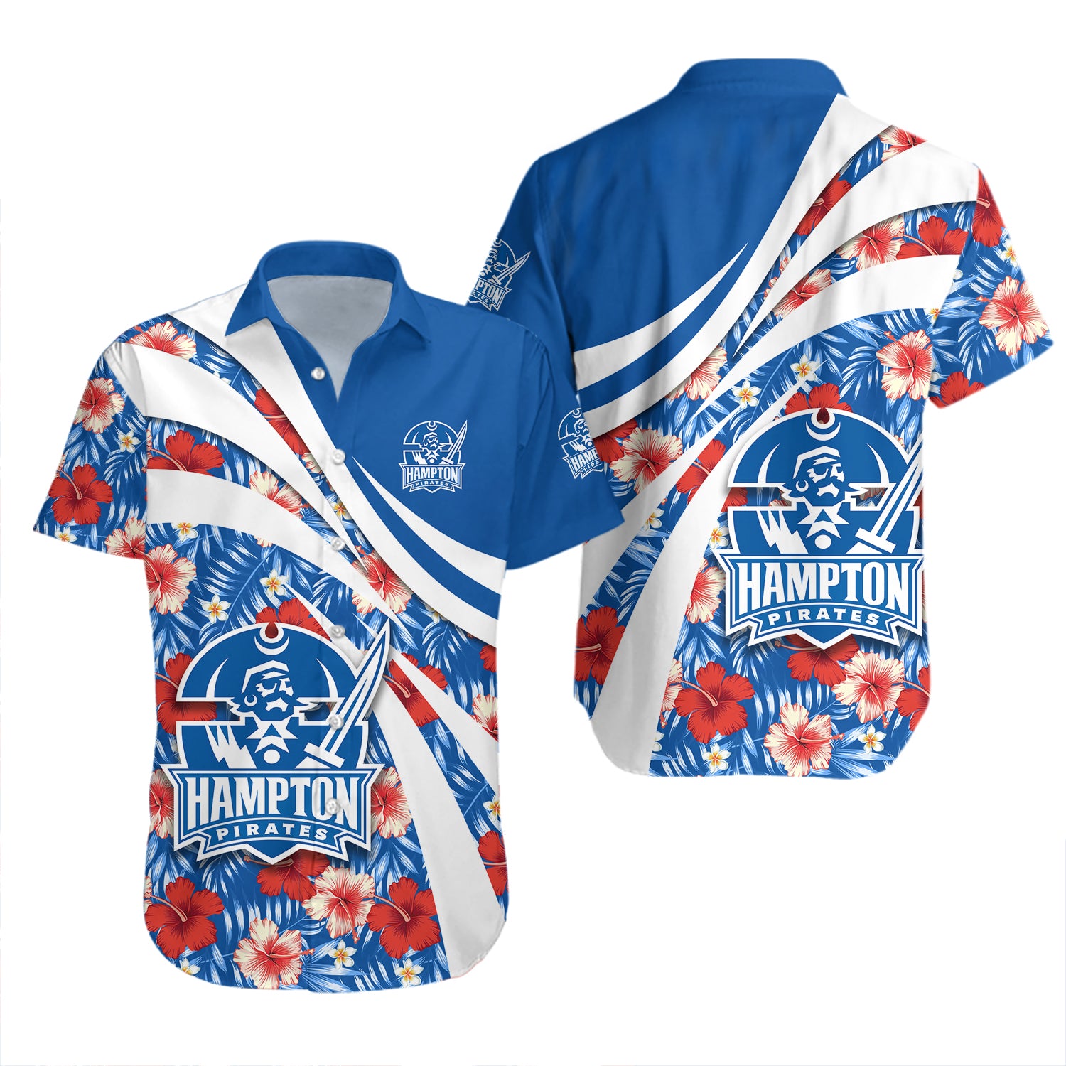 Hampton Pirates Hawaiian Shirt Set Hibiscus Sport Style 2