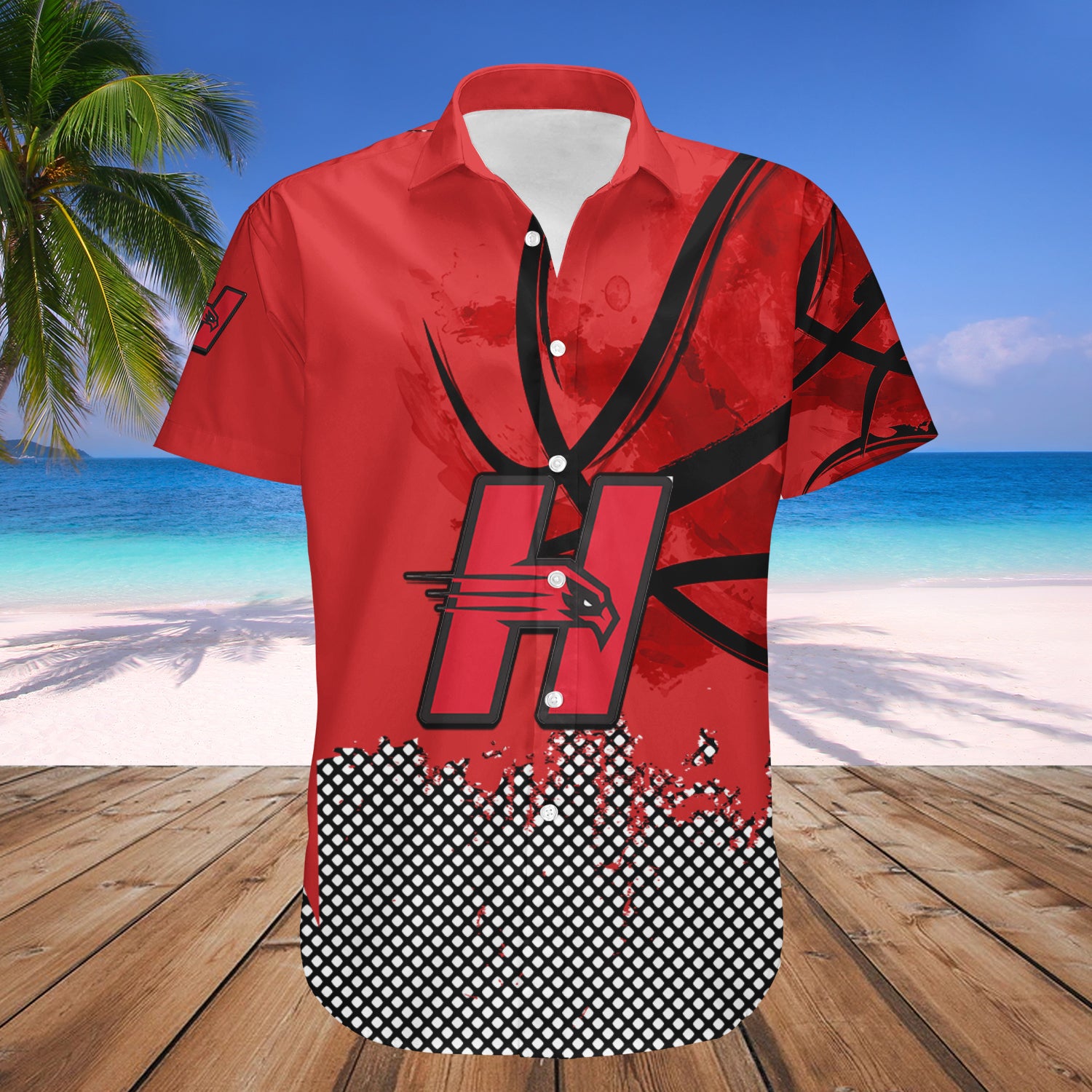 Hartford Hawks Hawaiian Shirt Set Basketball Net Grunge Pattern 1