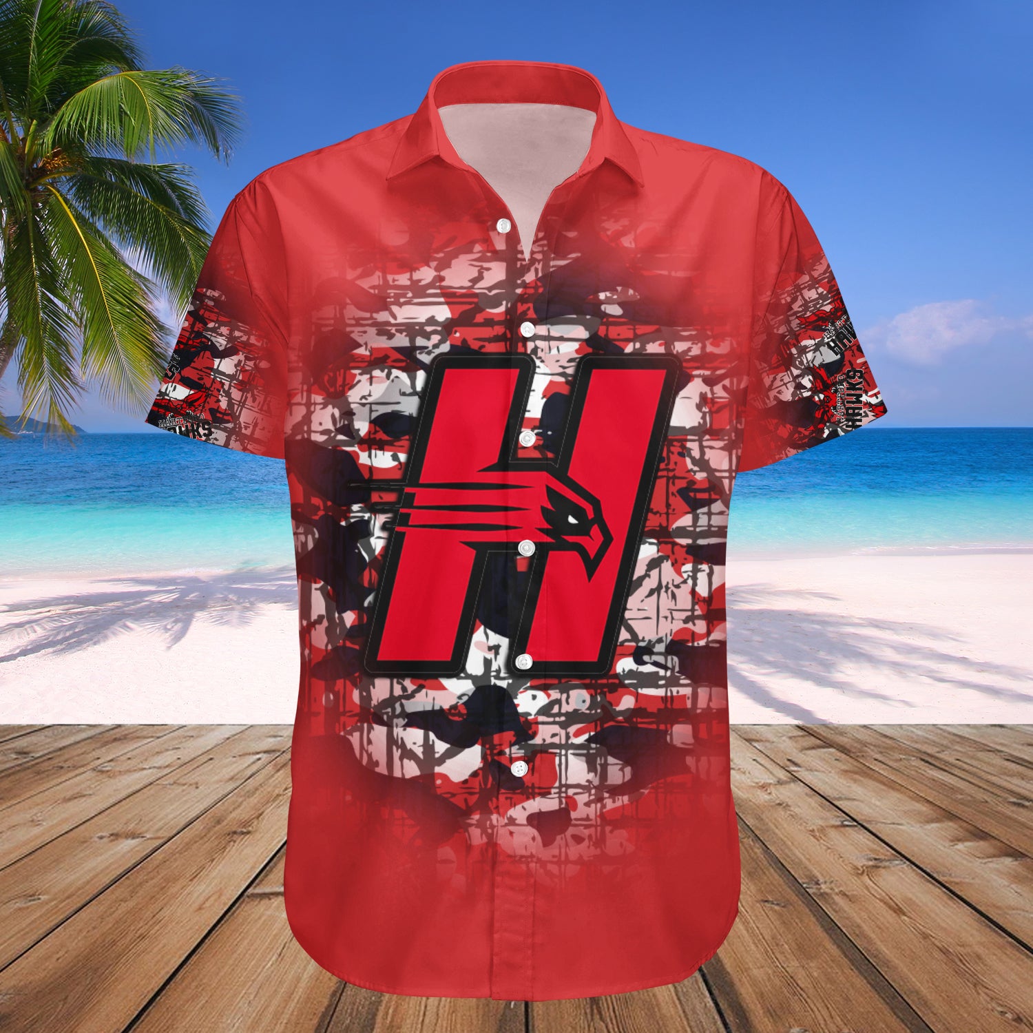 Hartford Hawks Hawaiian Shirt Set Camouflage Vintage 1