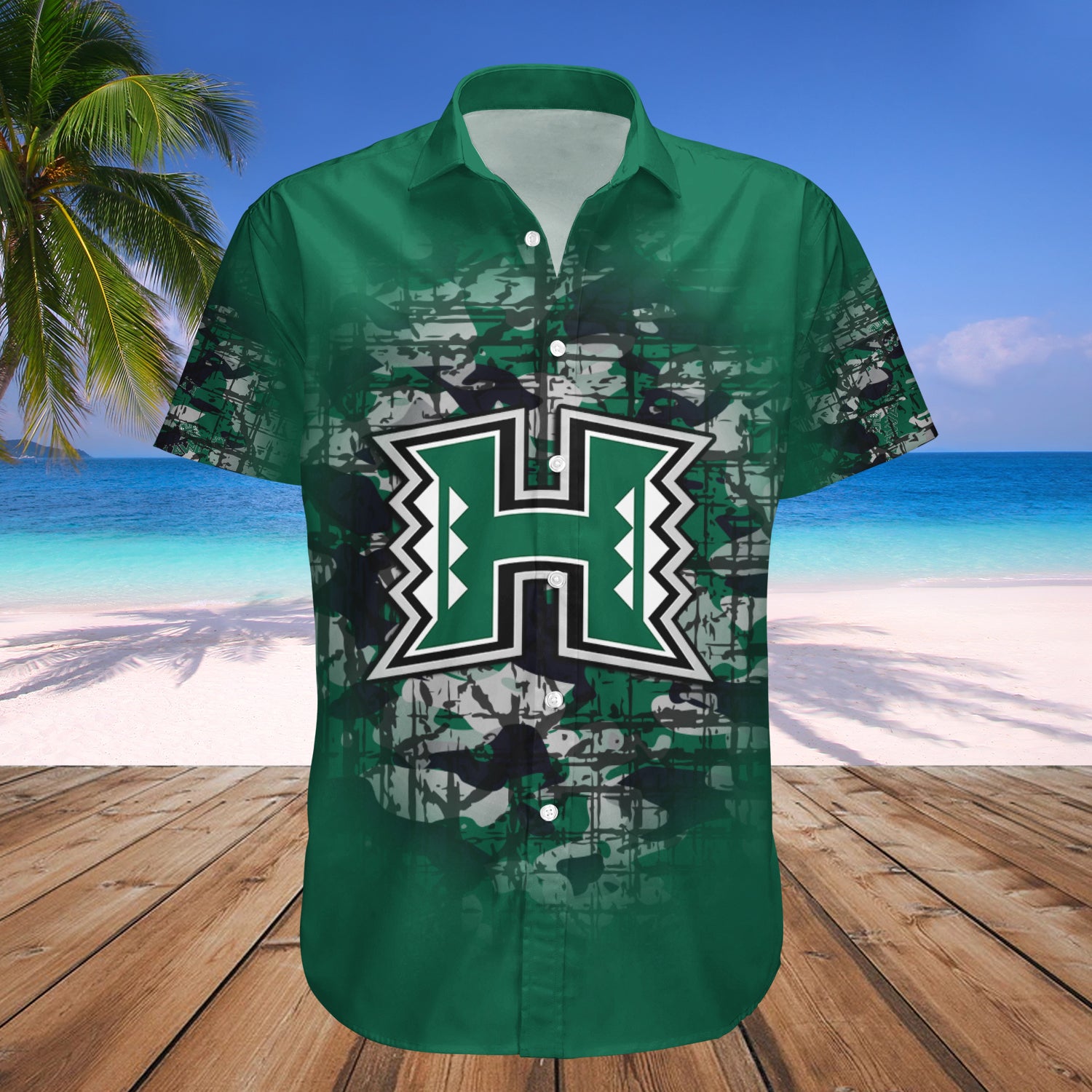 Hawaii Rainbow Warriors Hawaiian Shirt Set Camouflage Vintage 1