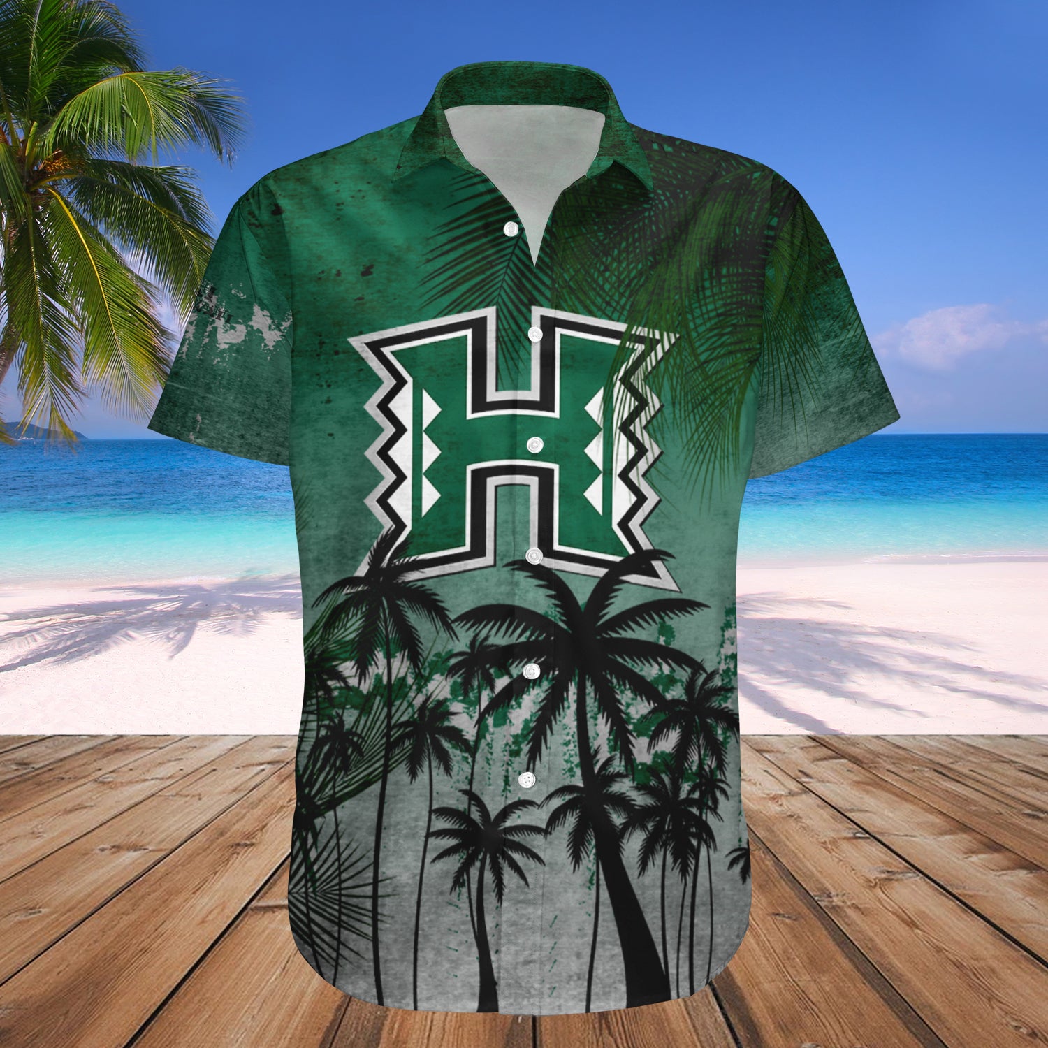 Hawaii Rainbow Warriors Hawaiian Shirt Set Coconut Tree Tropical Grunge 1