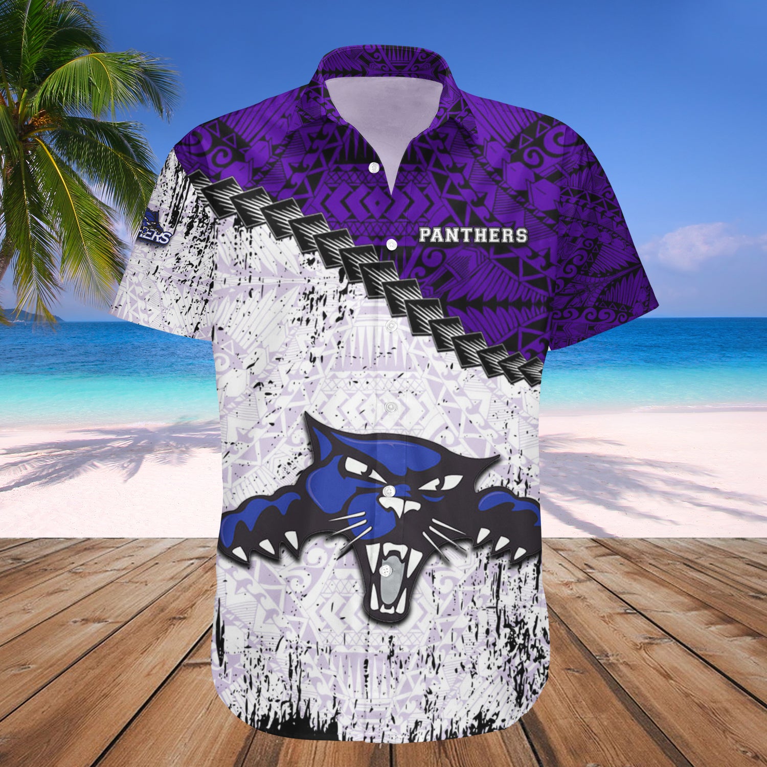 High Point Panthers Hawaiian Shirt Set Grunge Polynesian Tattoo 1
