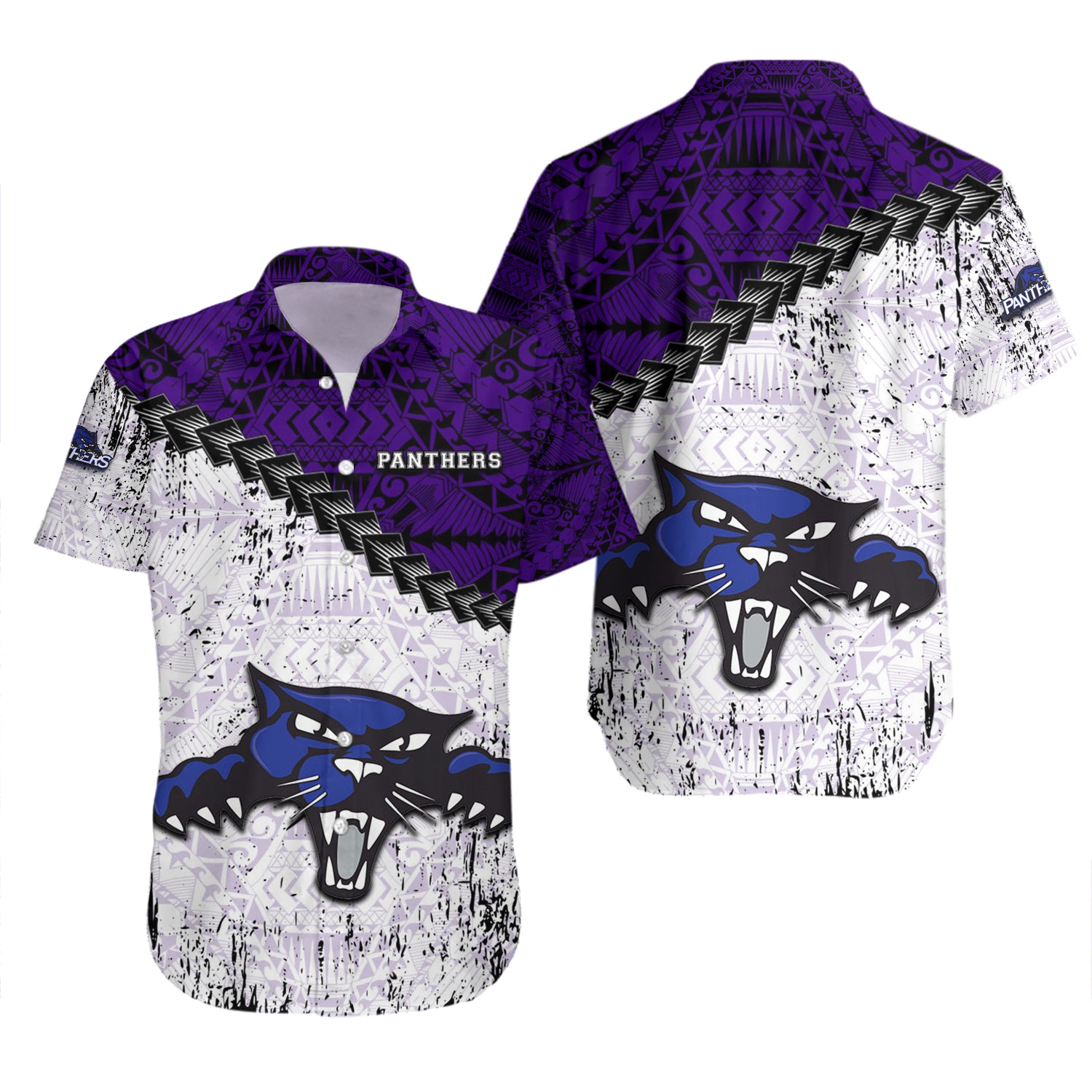 High Point Panthers Hawaiian Shirt Set Grunge Polynesian Tattoo 2