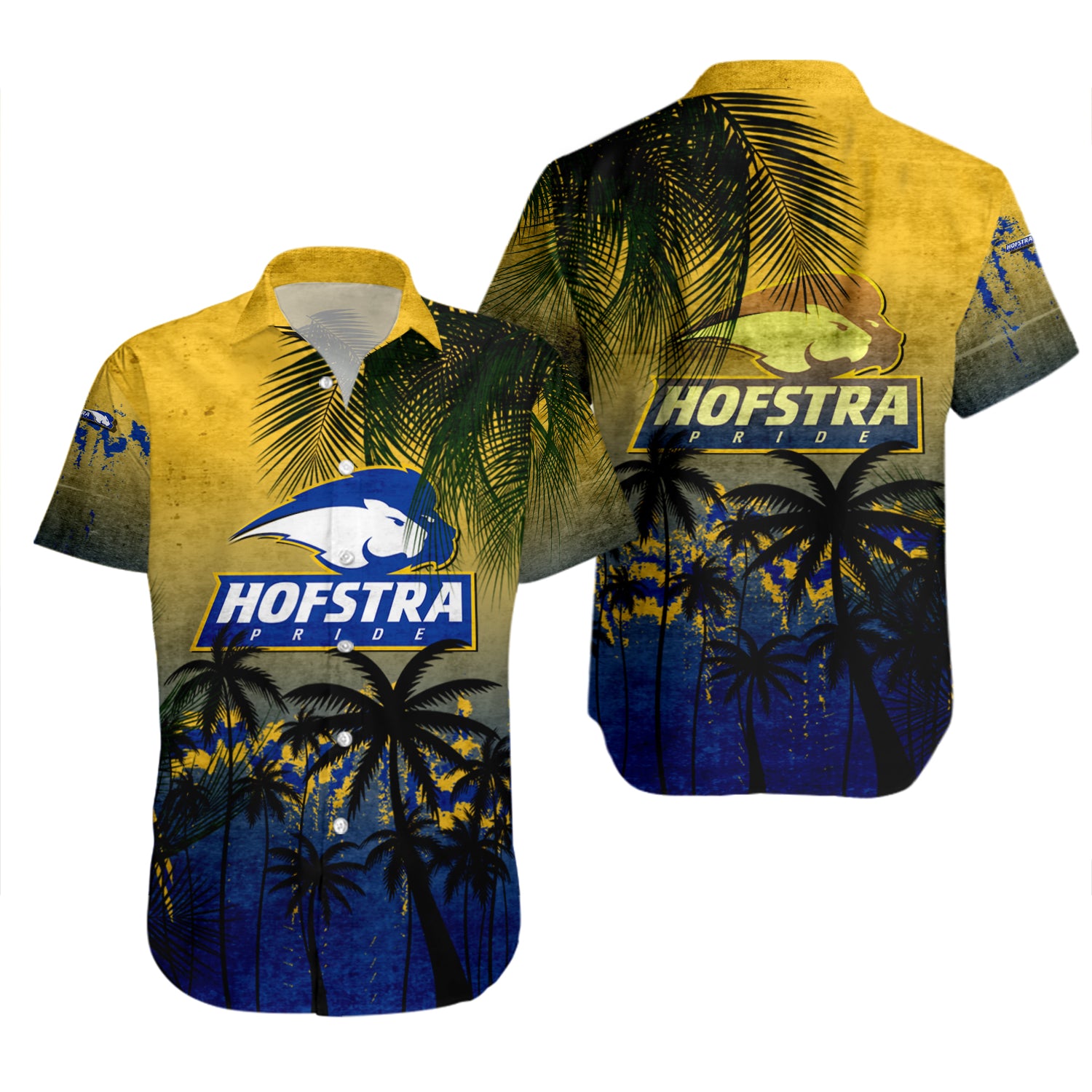 Hofstra Pride Hawaiian Shirt Set Coconut Tree Tropical Grunge 2
