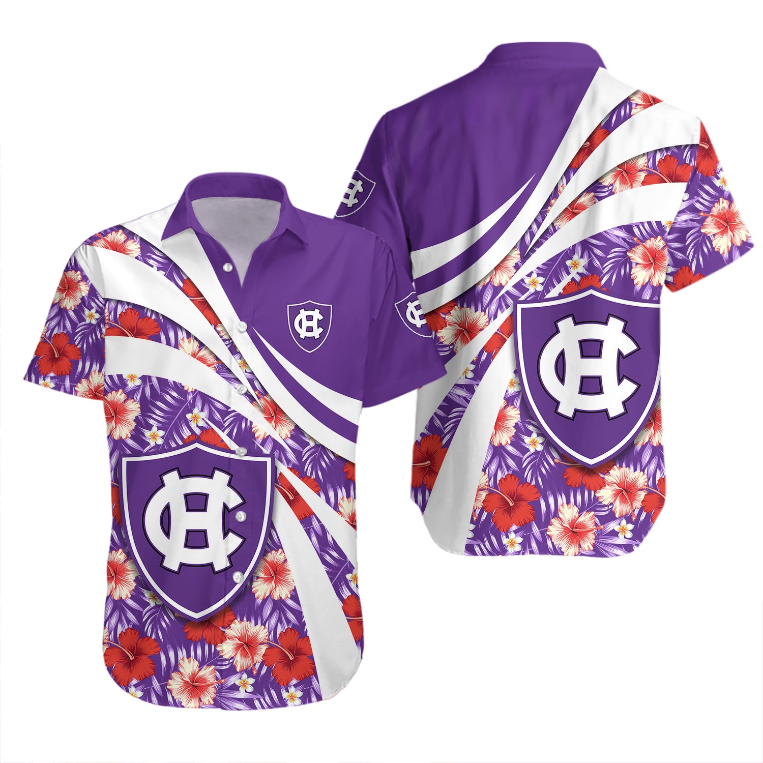 Holy Cross Crusaders Hawaiian Shirt Set Hibiscus Sport Style 2
