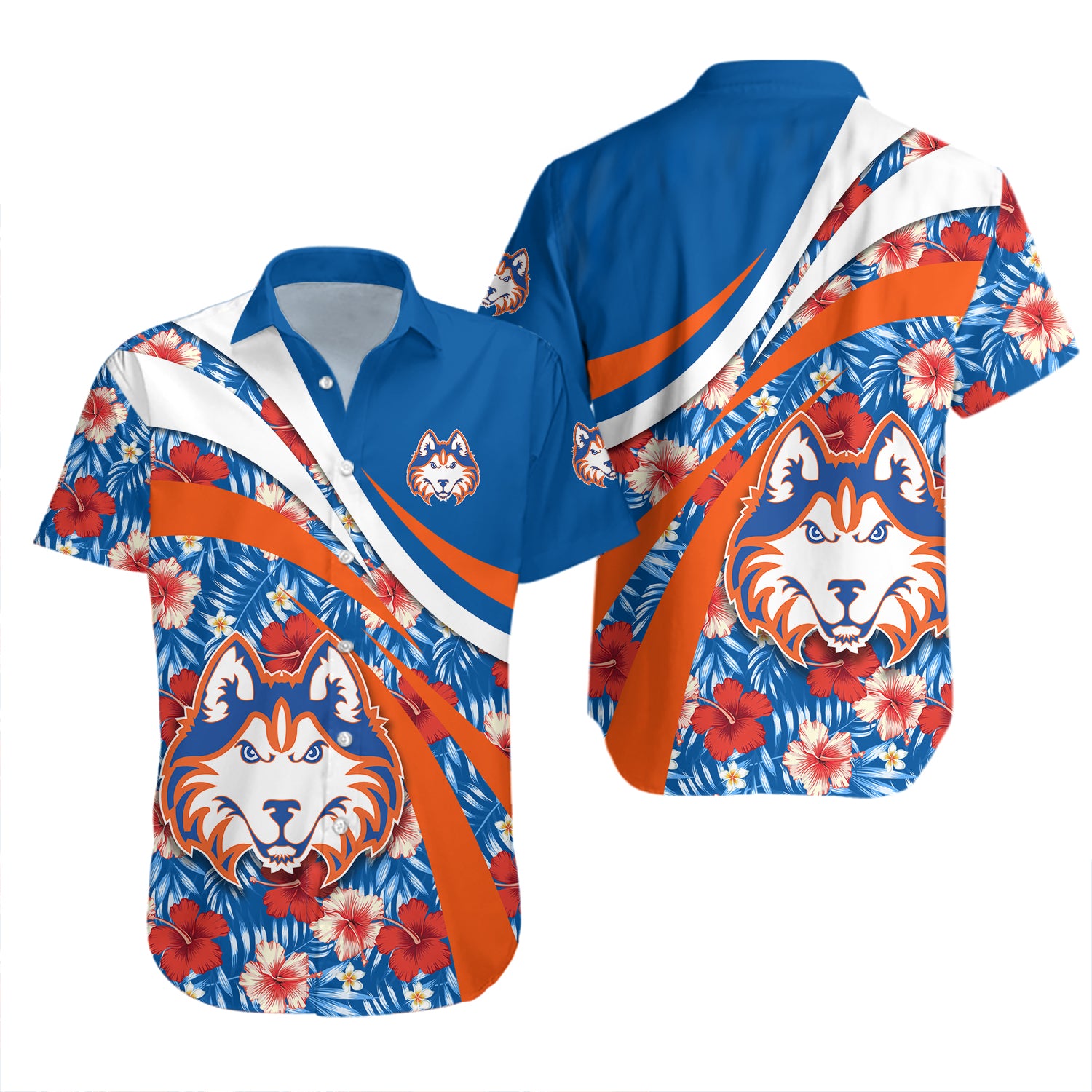 Houston Baptist Huskies Hawaiian Shirt Set Hibiscus Sport Style 2