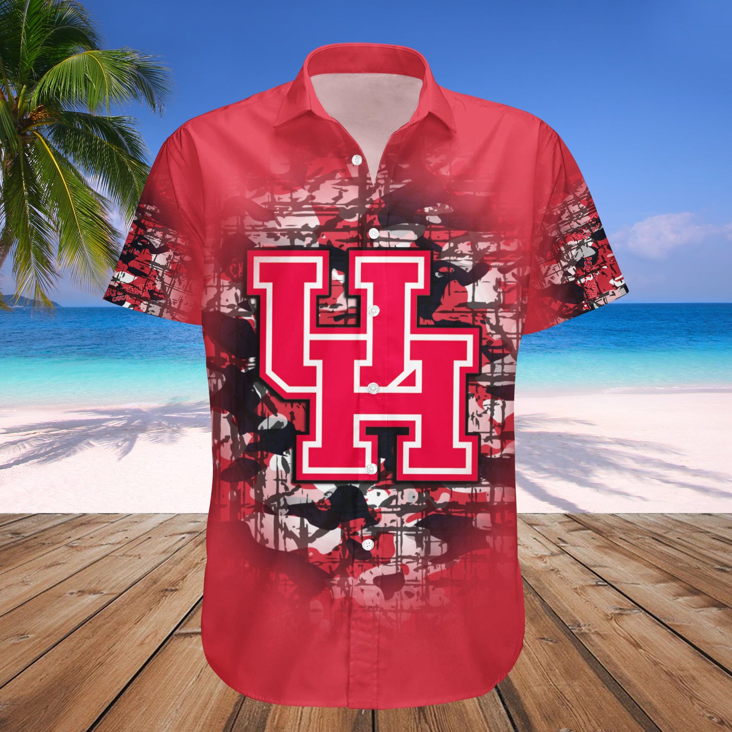 Houston Cougars Hawaiian Shirt Set Camouflage Vintage 1