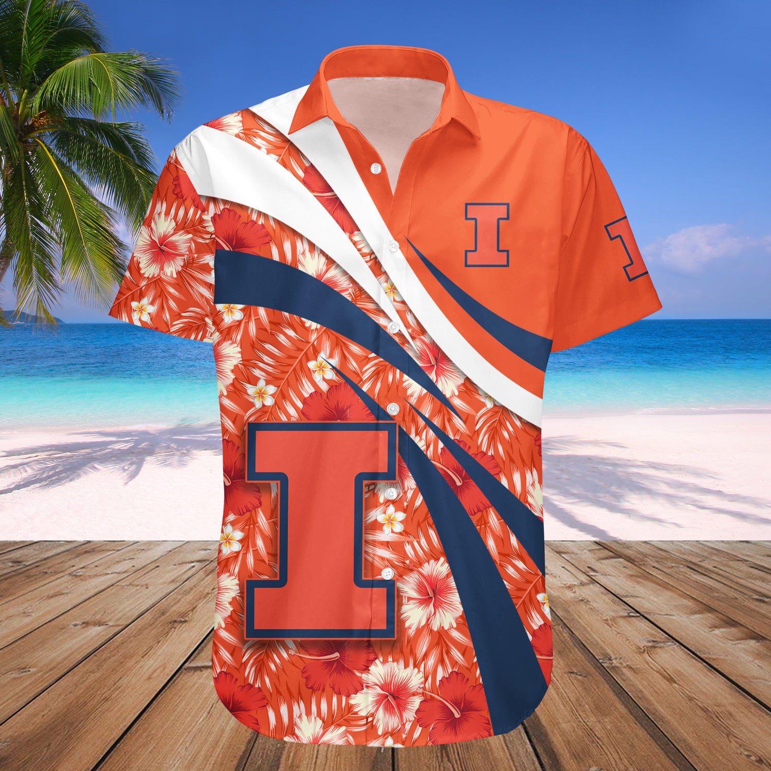 Illinois Fighting Illini Hawaiian Shirt Set Hibiscus Sport Style 1