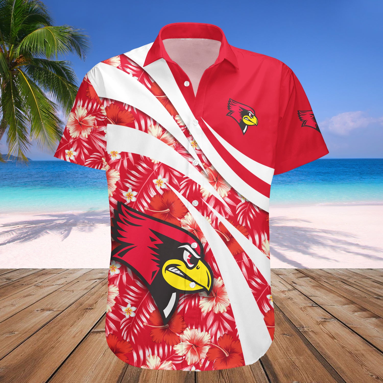 Illinois State Redbirds Hawaiian Shirt Set Hibiscus Sport Style 1