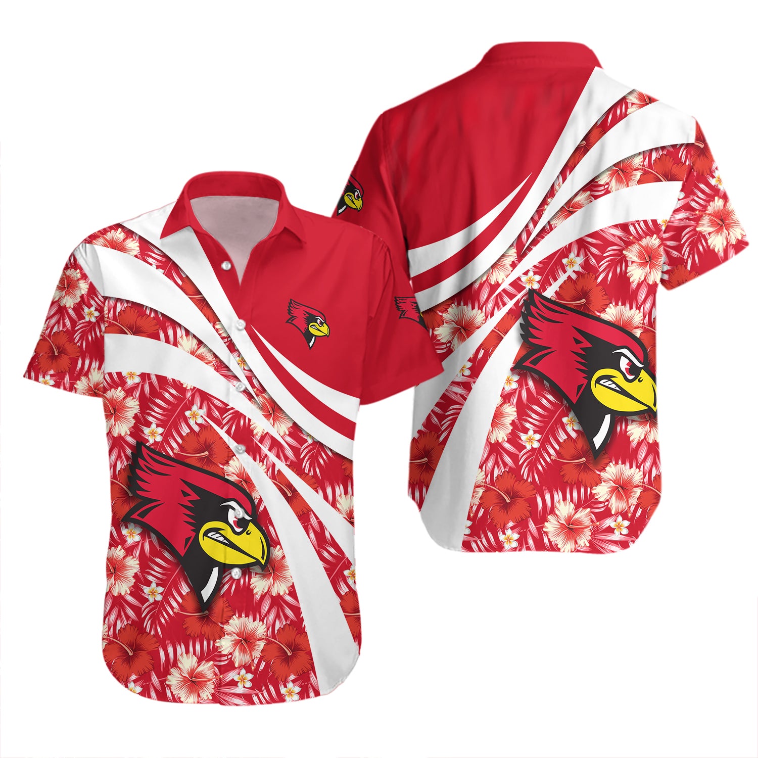 Illinois State Redbirds Hawaiian Shirt Set Hibiscus Sport Style 2