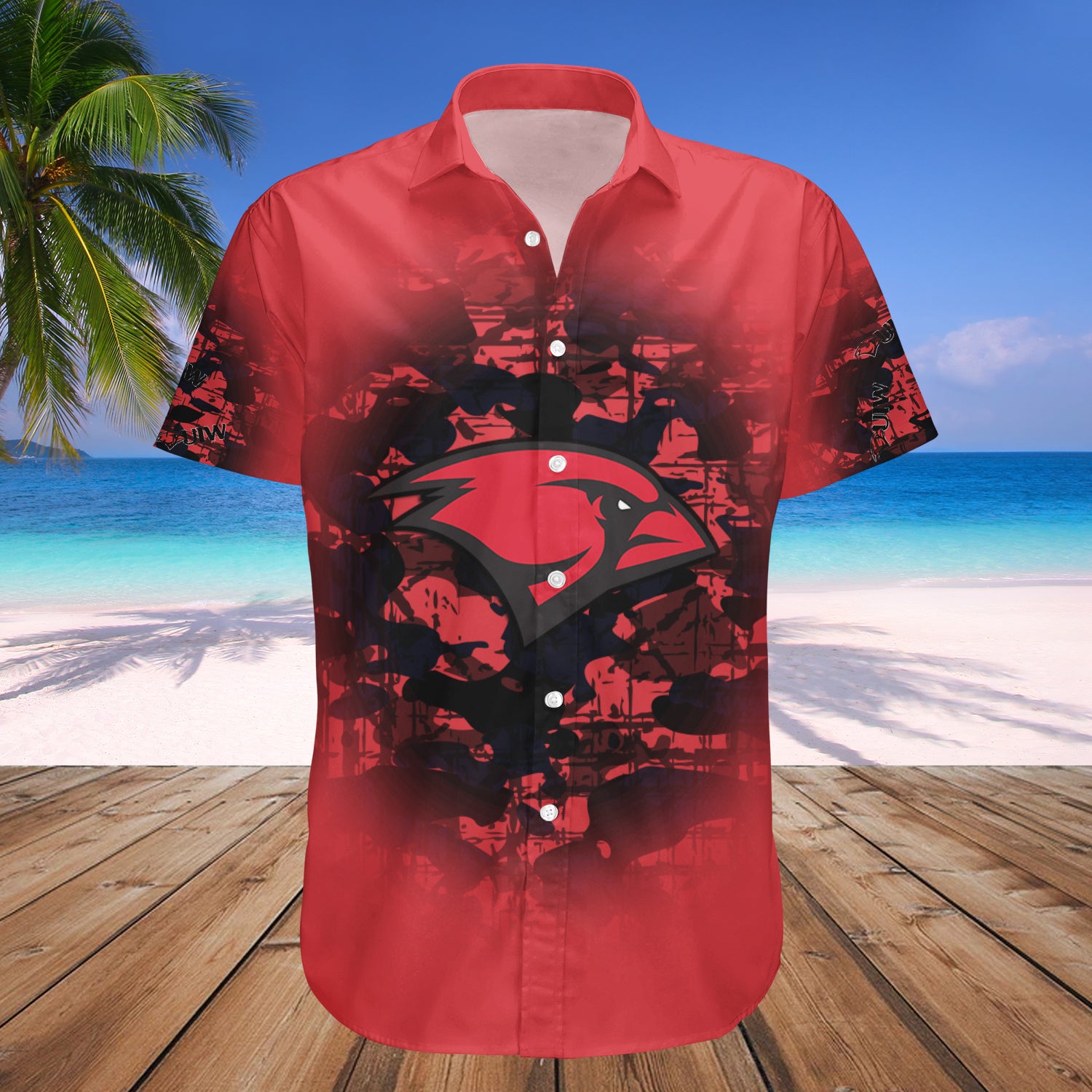 Incarnate Word Cardinals Hawaiian Shirt Set Camouflage Vintage 1