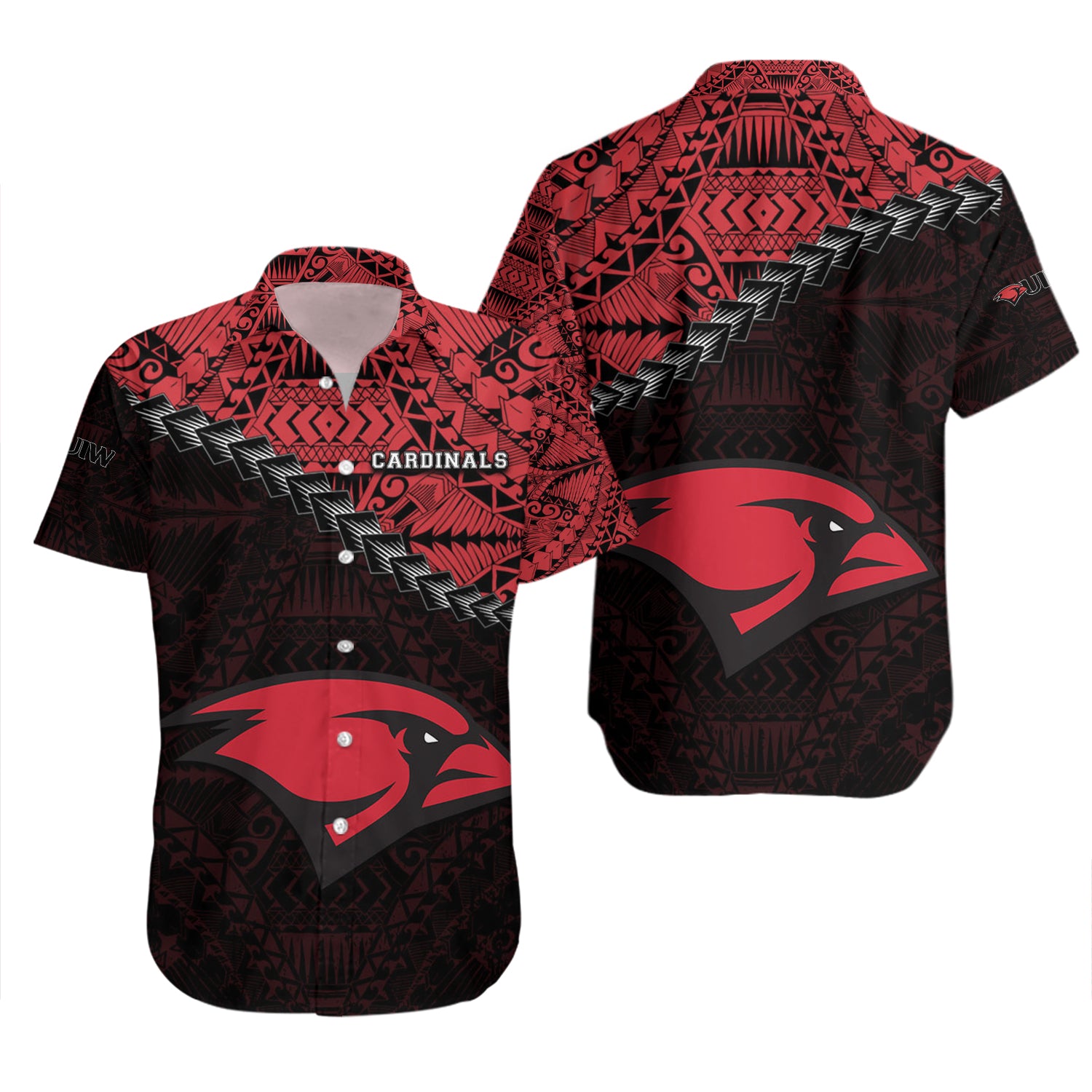 Incarnate Word Cardinals Hawaiian Shirt Set Grunge Polynesian Tattoo 2
