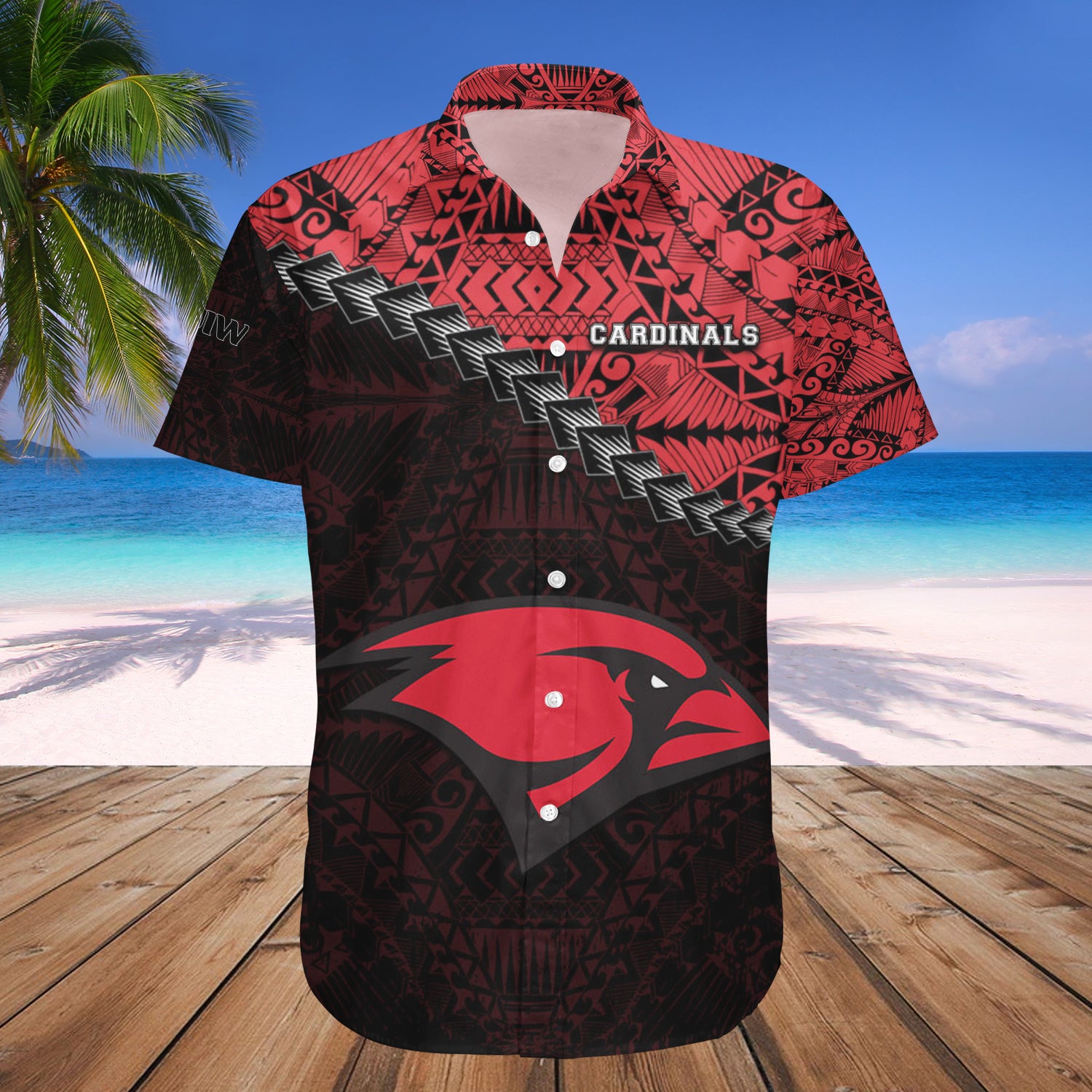 Incarnate Word Cardinals Hawaiian Shirt Set Grunge Polynesian Tattoo 1