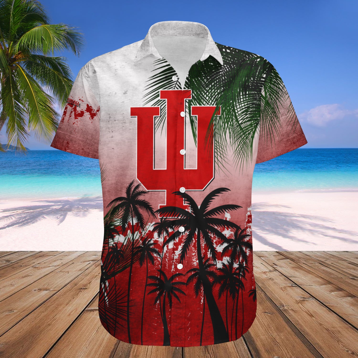 Indiana Hoosiers Hawaiian Shirt Set Coconut Tree Tropical Grunge 1