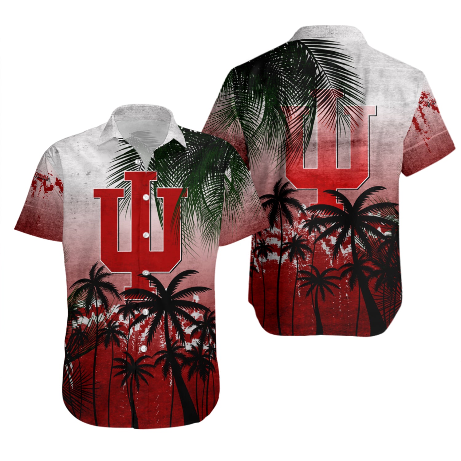 Indiana Hoosiers Hawaiian Shirt Set Coconut Tree Tropical Grunge 2
