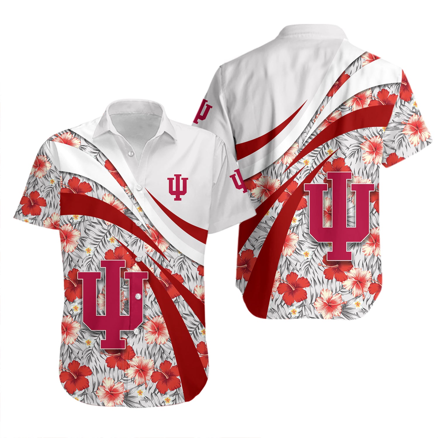 Indiana Hoosiers Hawaiian Shirt Set Hibiscus Sport Style 2