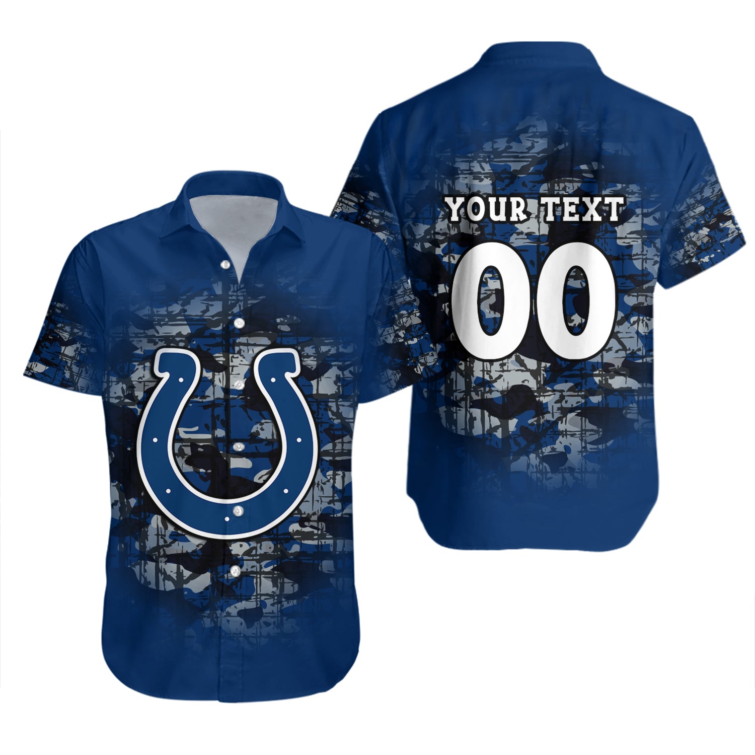 Indianapolis Colts Hawaiian Shirt Set Camouflage Vintage - NFL 2