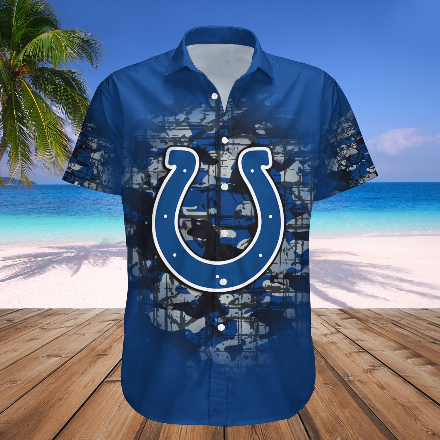 Indianapolis Colts Hawaiian Shirt Set Camouflage Vintage - NFL 1