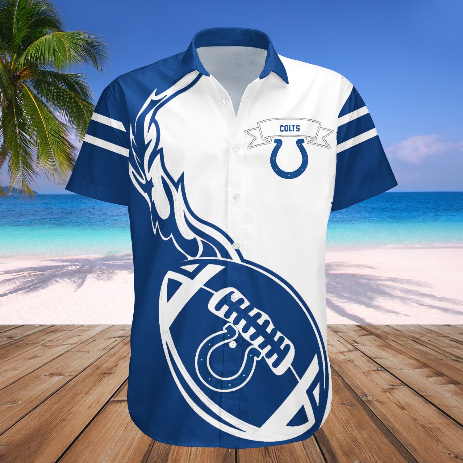 Indianapolis Colts Hawaiian Shirt Set Flame Ball - NFL 1