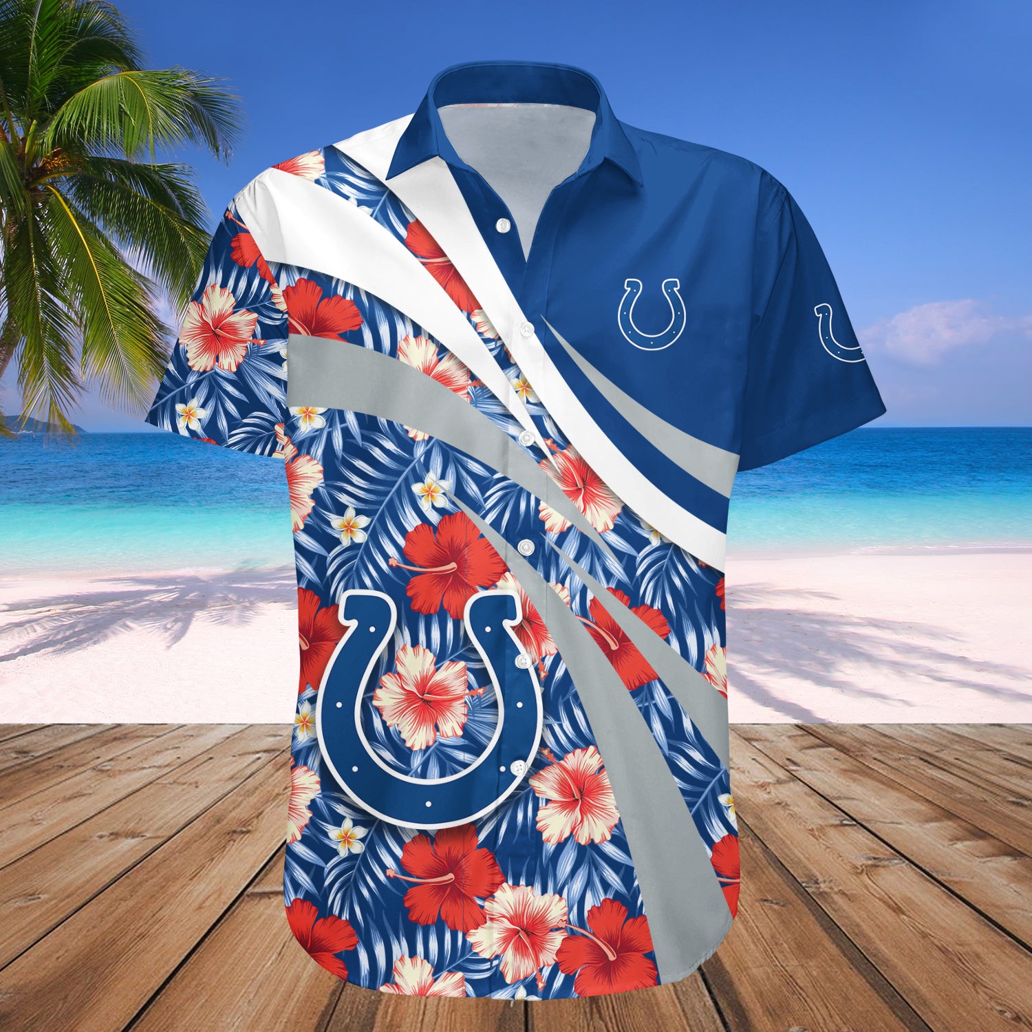 Indianapolis Colts Hawaiian Shirt Set Hibiscus Sport Style - NFL 1