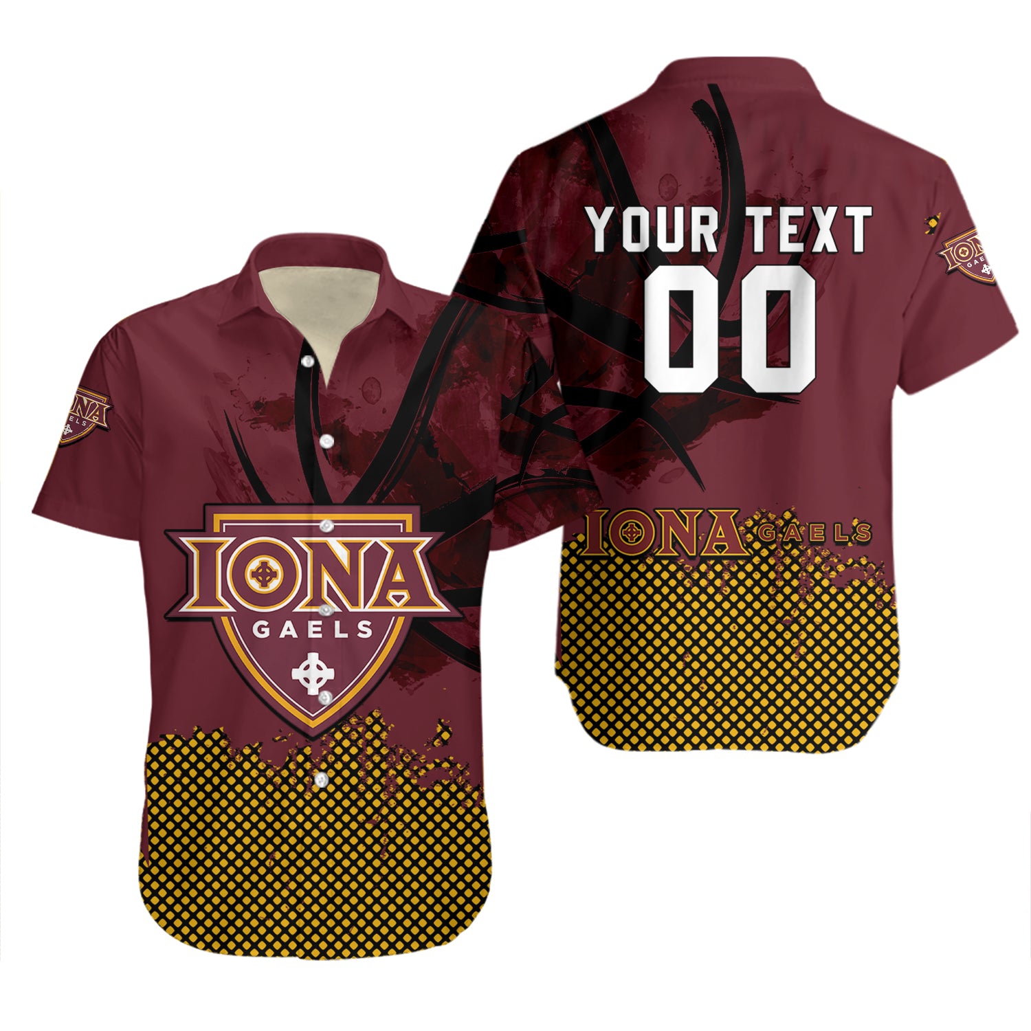 Iona Gaels Hawaiian Shirt Set Basketball Net Grunge Pattern 2