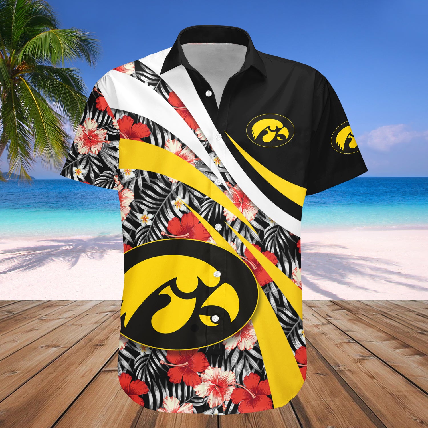Iowa Hawkeyes Hawaiian Shirt Set Hibiscus Sport Style 1