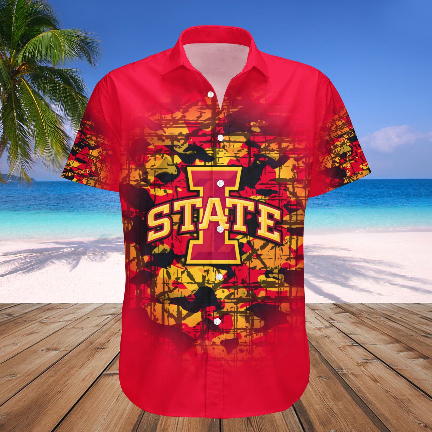 Iowa State Cyclones Hawaiian Shirt Set Camouflage Vintage 1