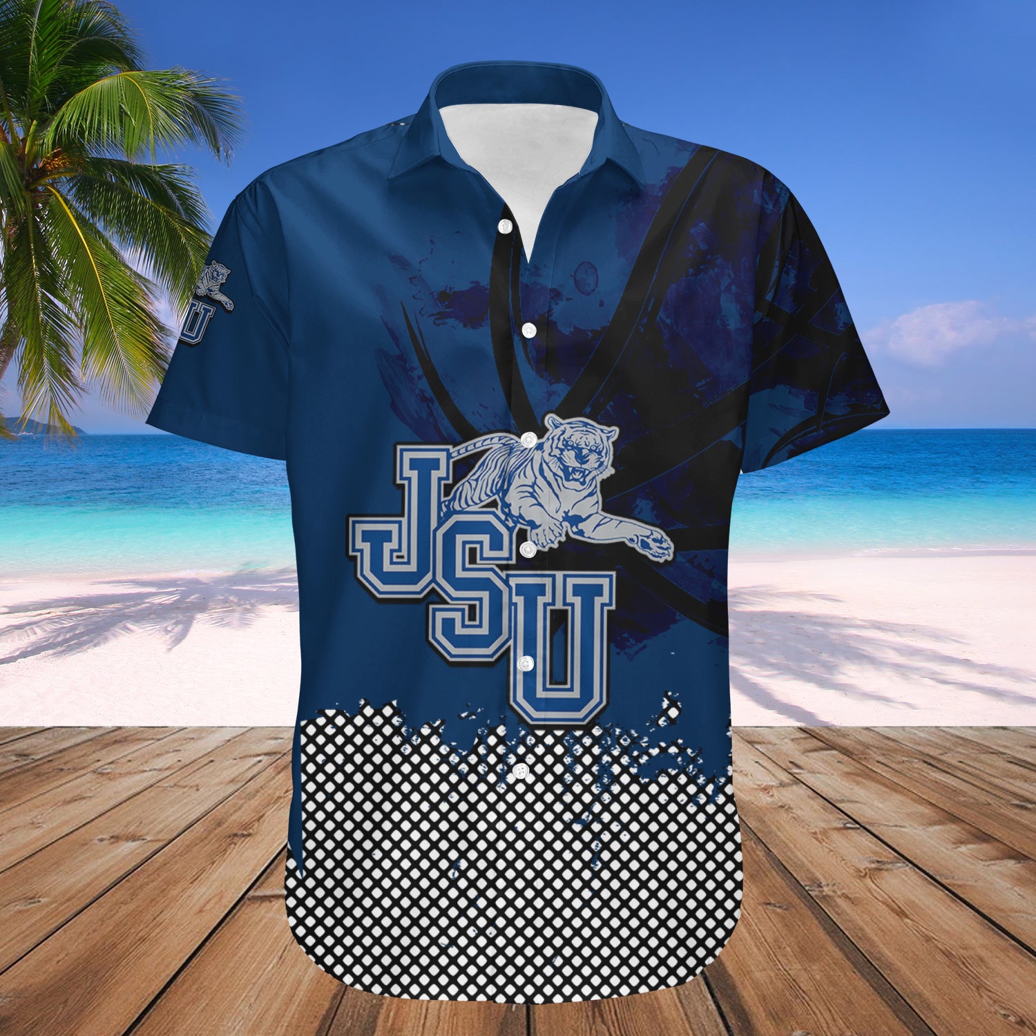 Jackson State Tigers Hawaiian Shirt Set Basketball Net Grunge Pattern 1