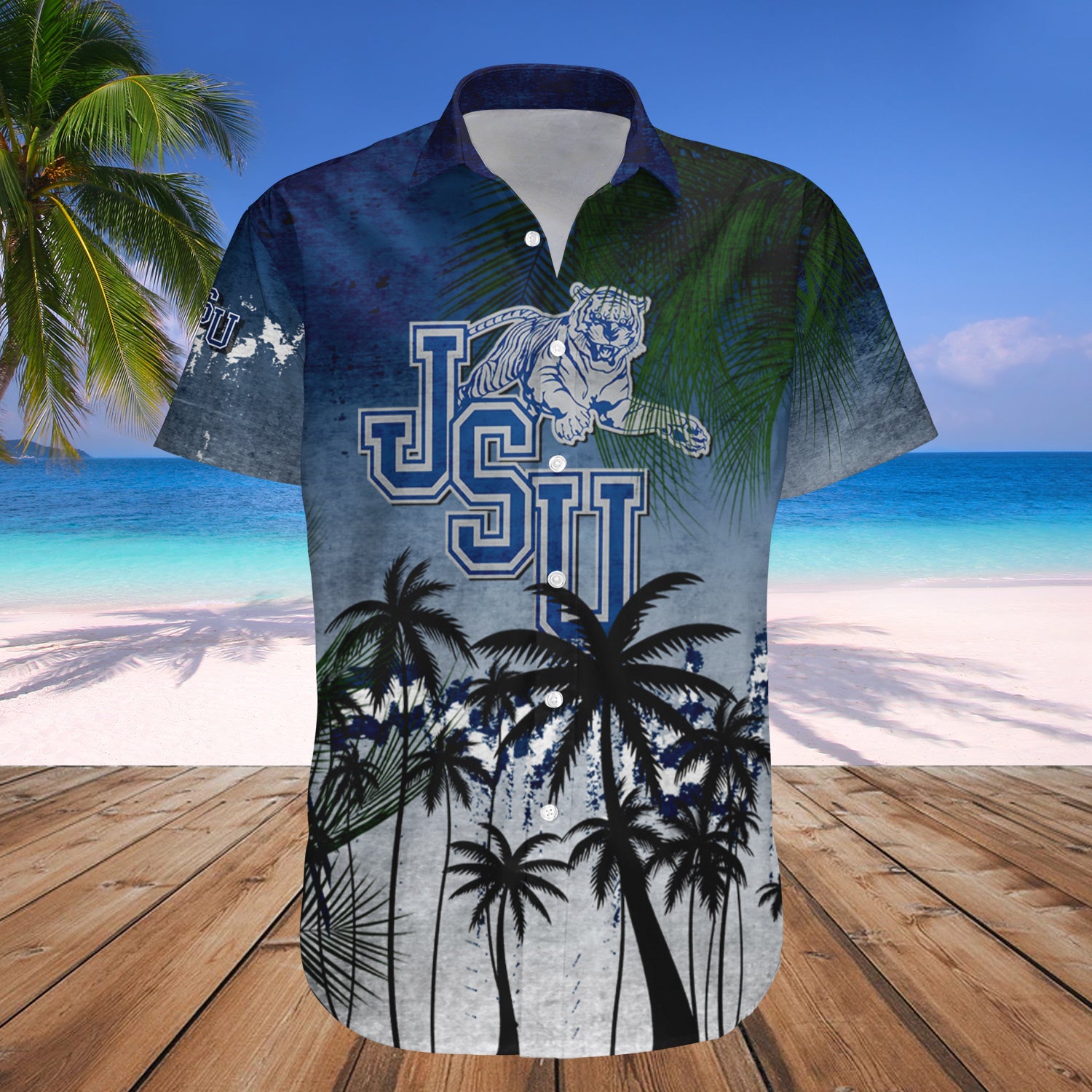 Jackson State Tigers Hawaiian Shirt Set Coconut Tree Tropical Grunge 1