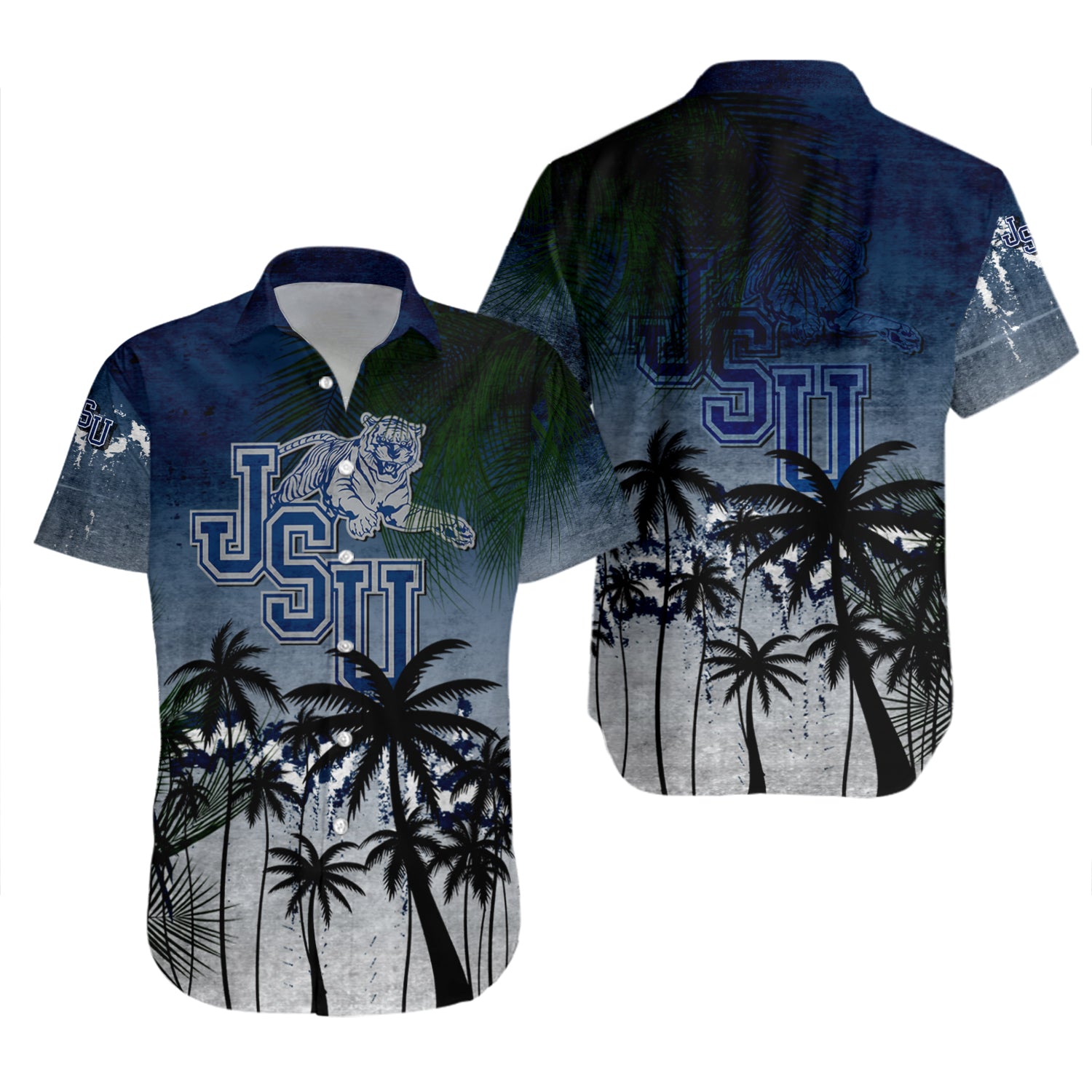 Jackson State Tigers Hawaiian Shirt Set Coconut Tree Tropical Grunge 2