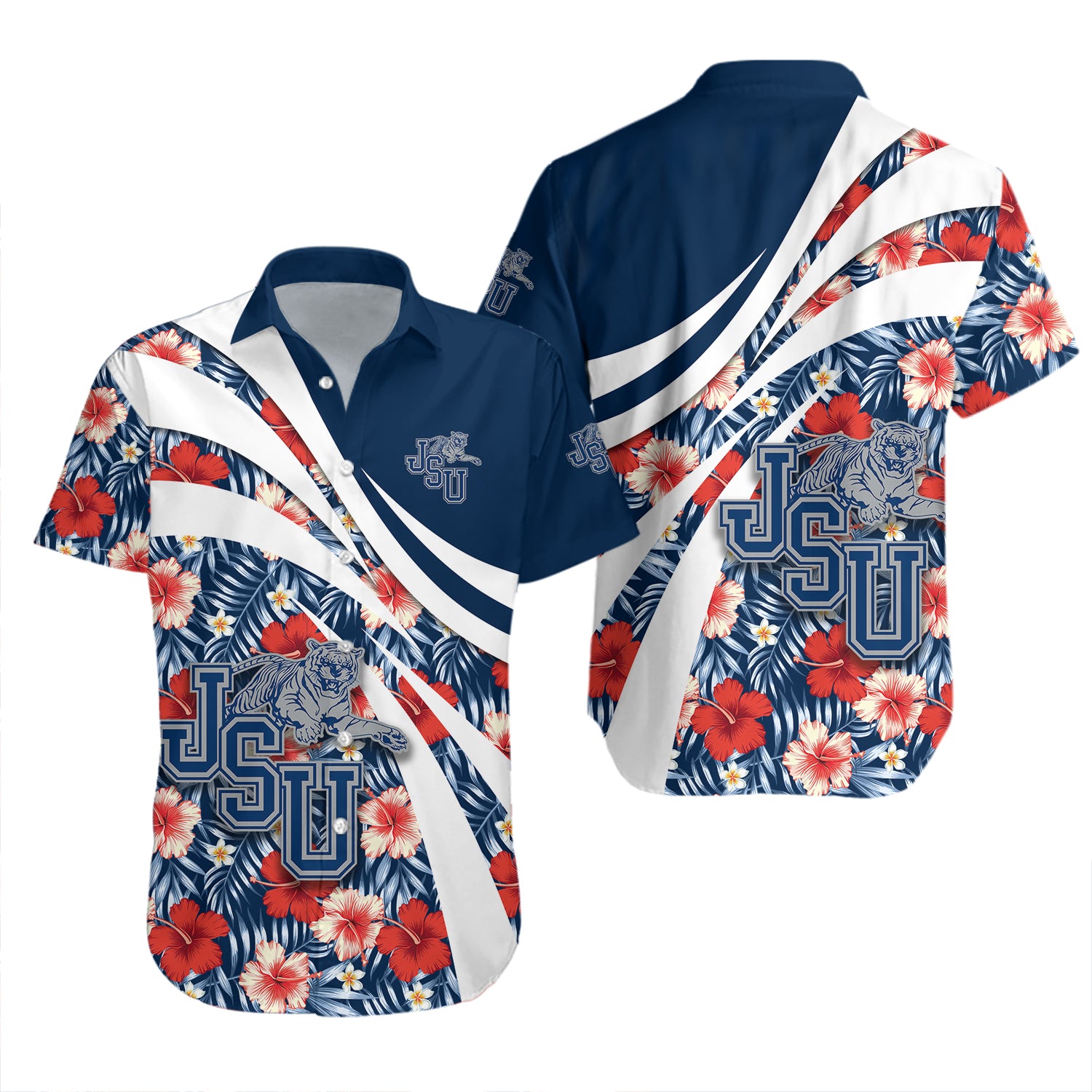 Jackson State Tigers Hawaiian Shirt Set Hibiscus Sport Style 2