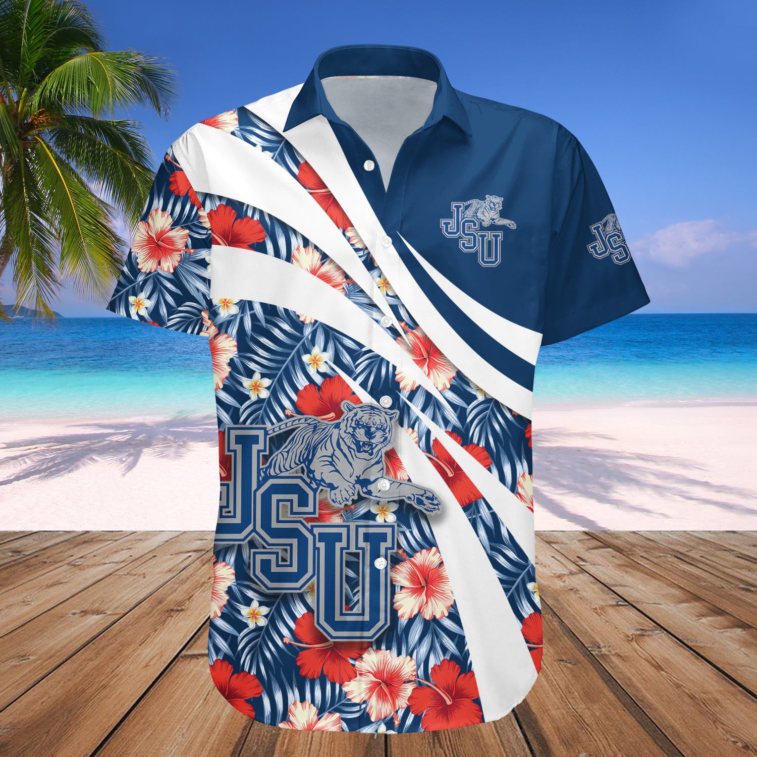 Jackson State Tigers Hawaiian Shirt Set Hibiscus Sport Style 1