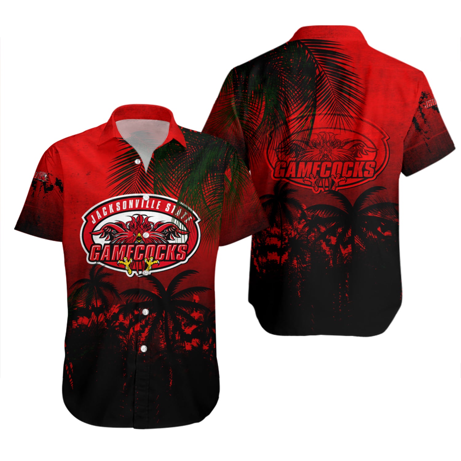 Jacksonville State Gamecocks Hawaiian Shirt Set Coconut Tree Tropical Grunge 2