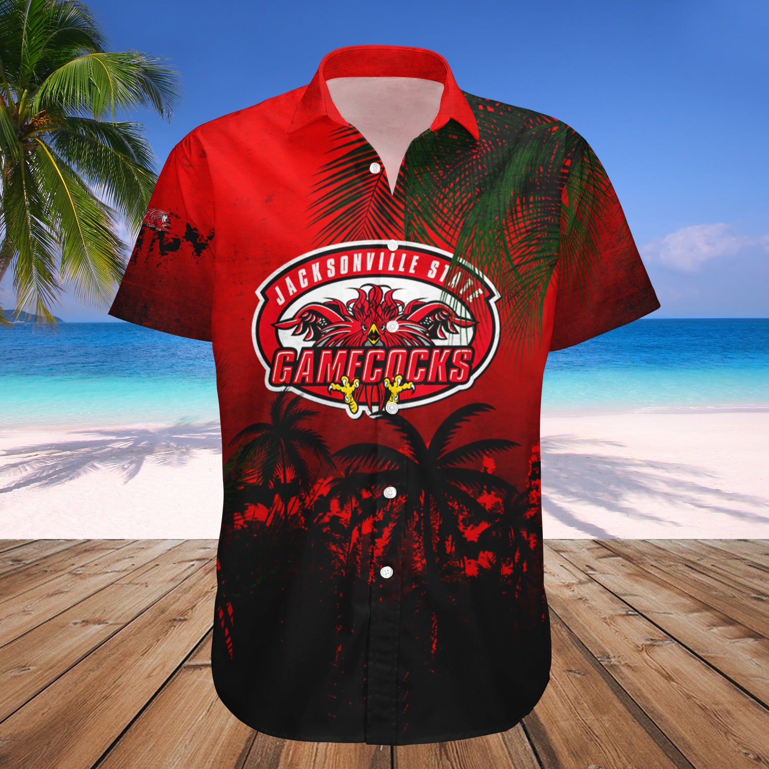 Jacksonville State Gamecocks Hawaiian Shirt Set Coconut Tree Tropical Grunge 1