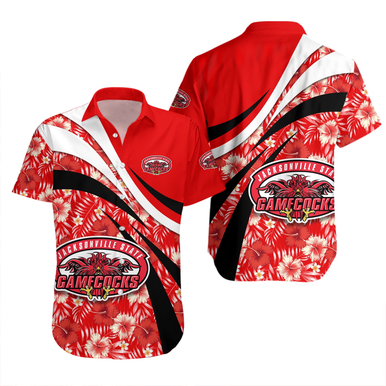 Jacksonville State Gamecocks Hawaiian Shirt Set Hibiscus Sport Style 2
