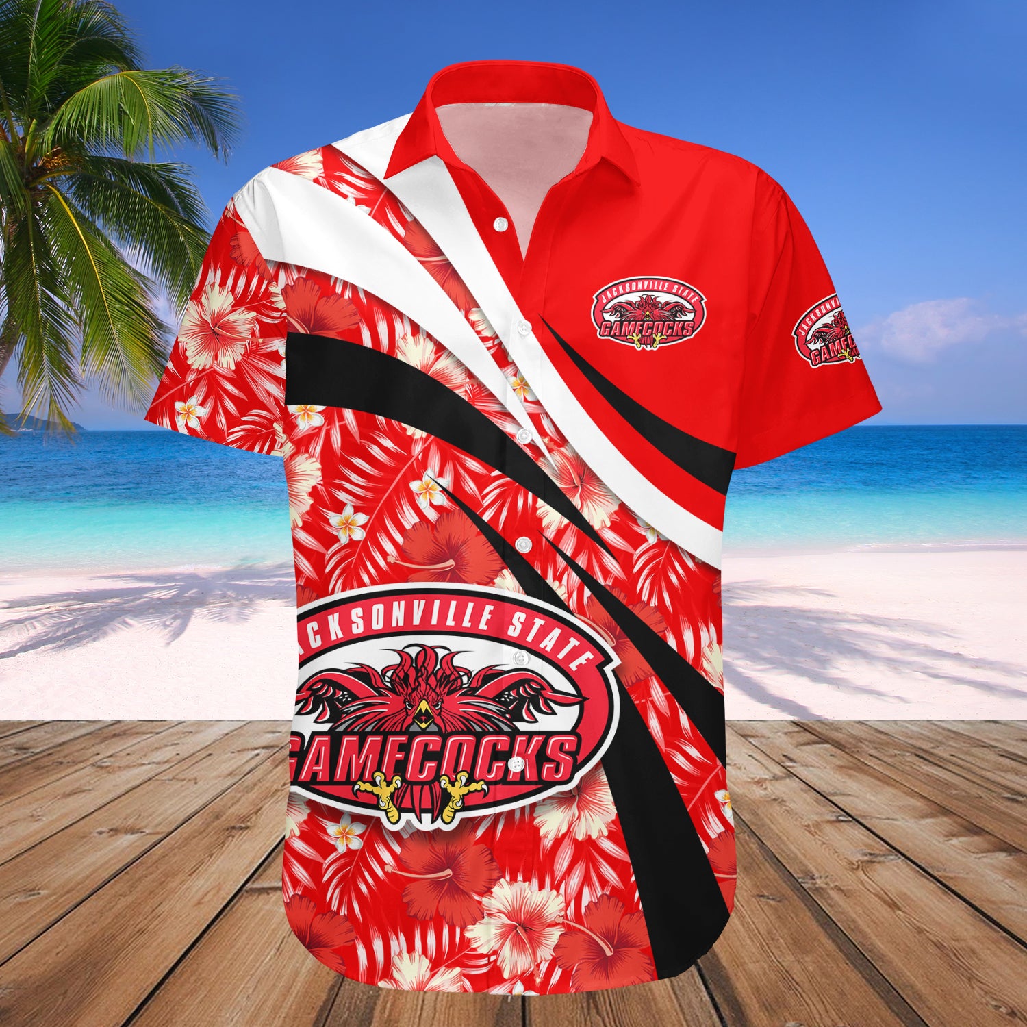 Jacksonville State Gamecocks Hawaiian Shirt Set Hibiscus Sport Style 1