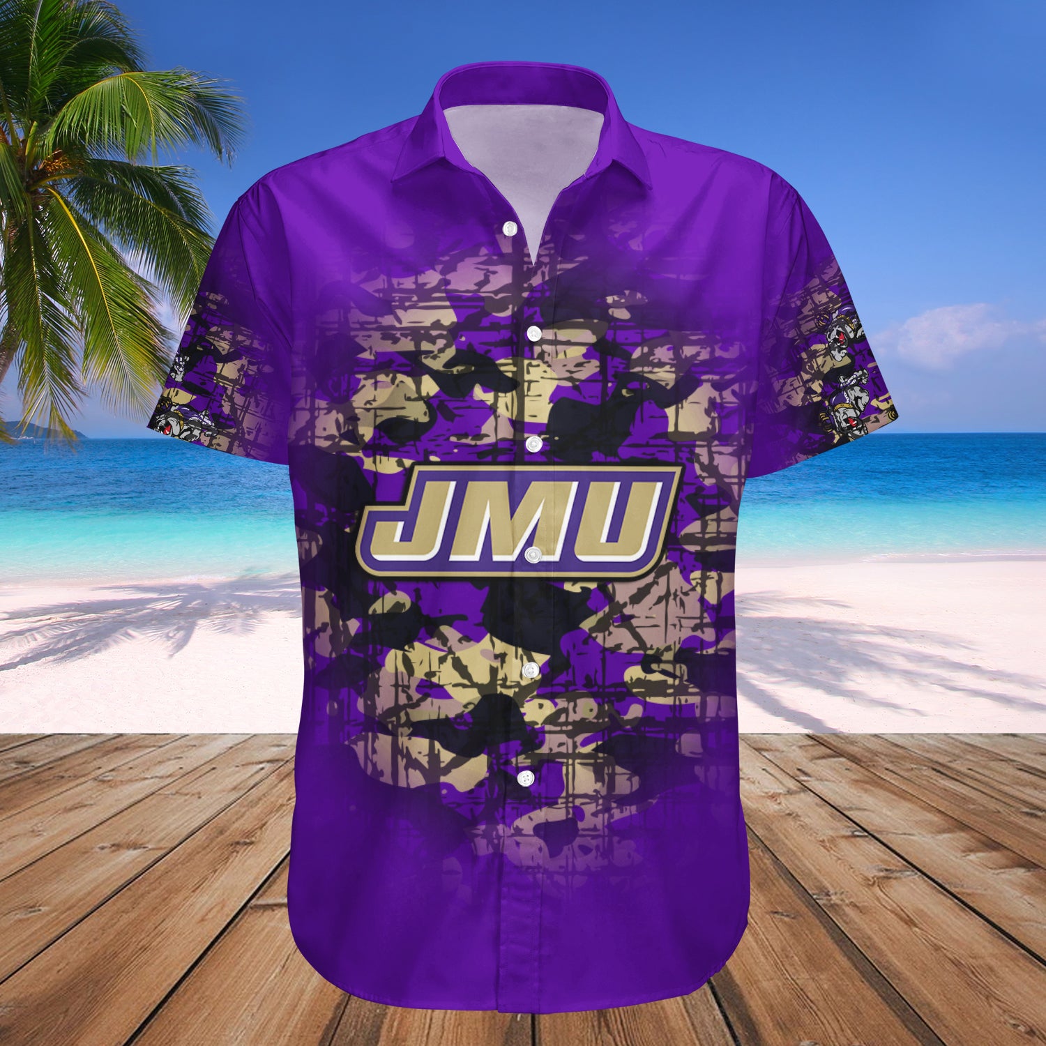 James Madison Dukes Hawaiian Shirt Set Camouflage Vintage 1