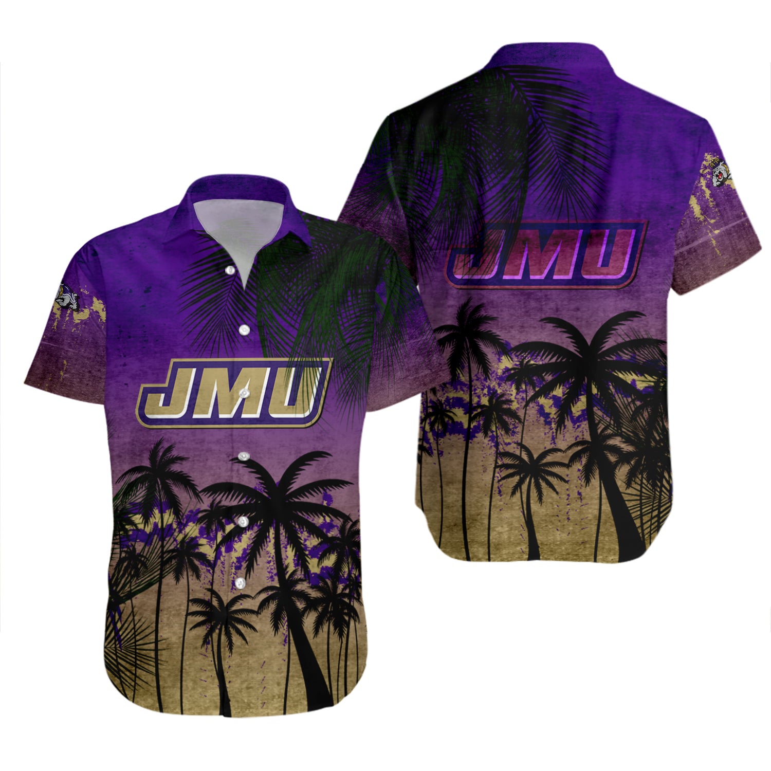 James Madison Dukes Hawaiian Shirt Set Coconut Tree Tropical Grunge 2