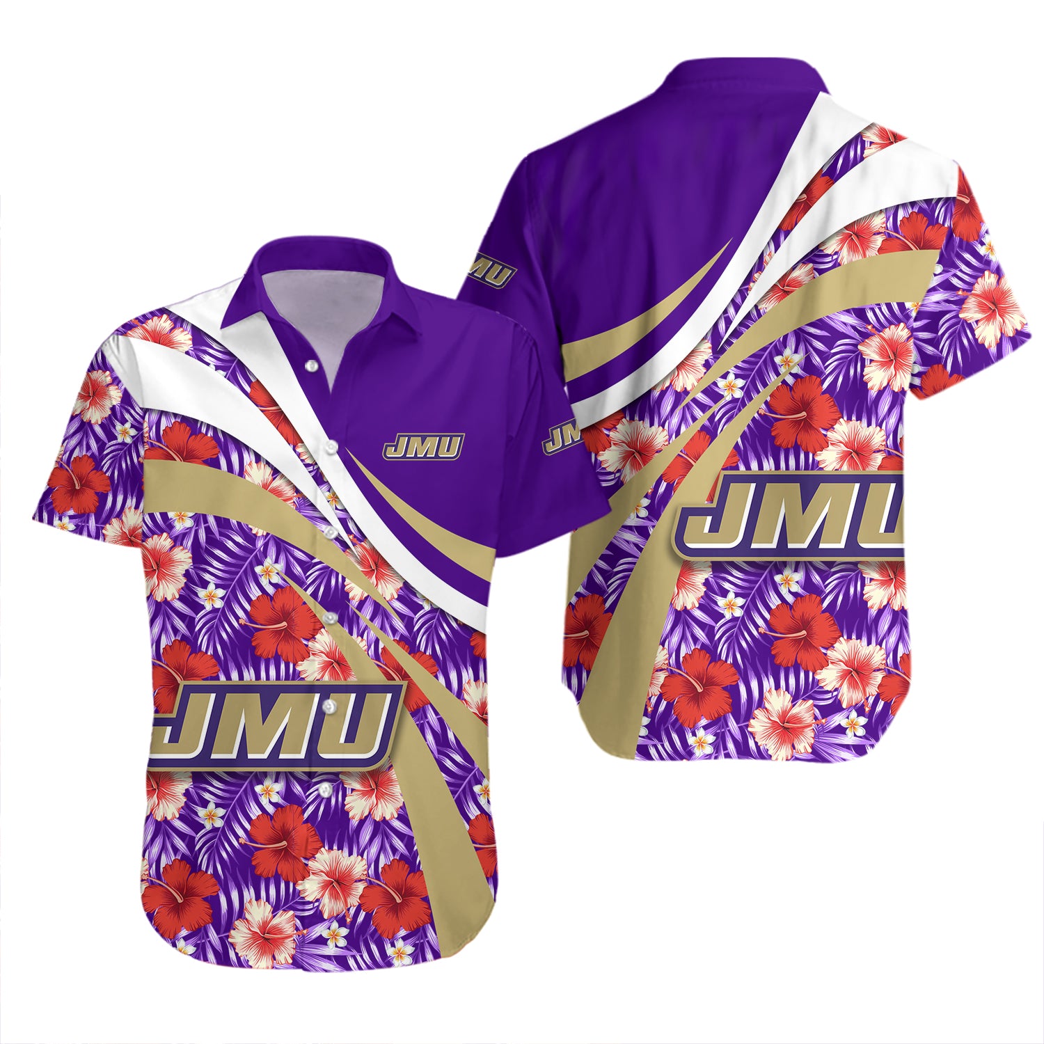 James Madison Dukes Hawaiian Shirt Set Hibiscus Sport Style 2