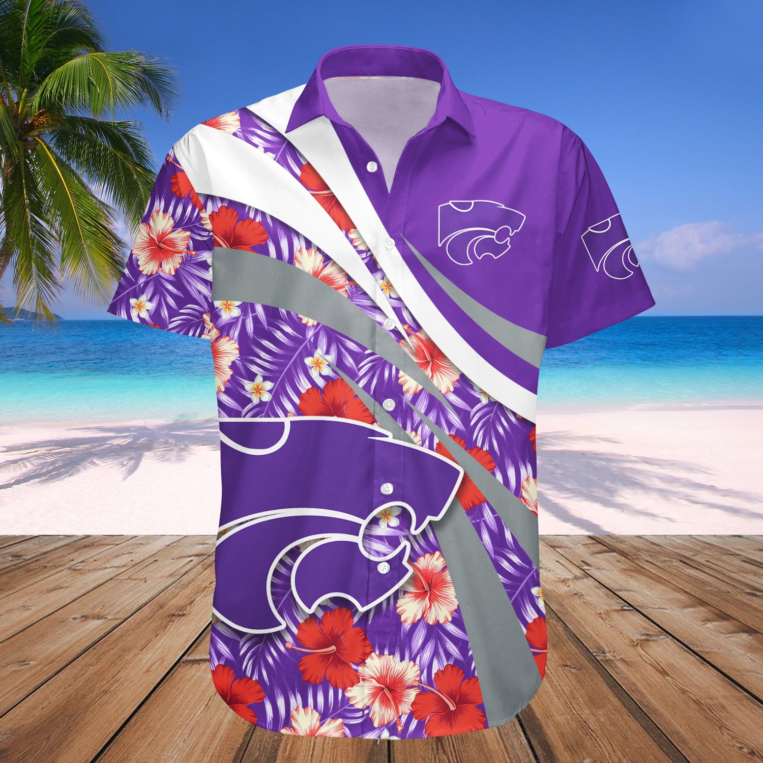 Kansas State Wildcats Hawaiian Shirt Set Hibiscus Sport Style 1