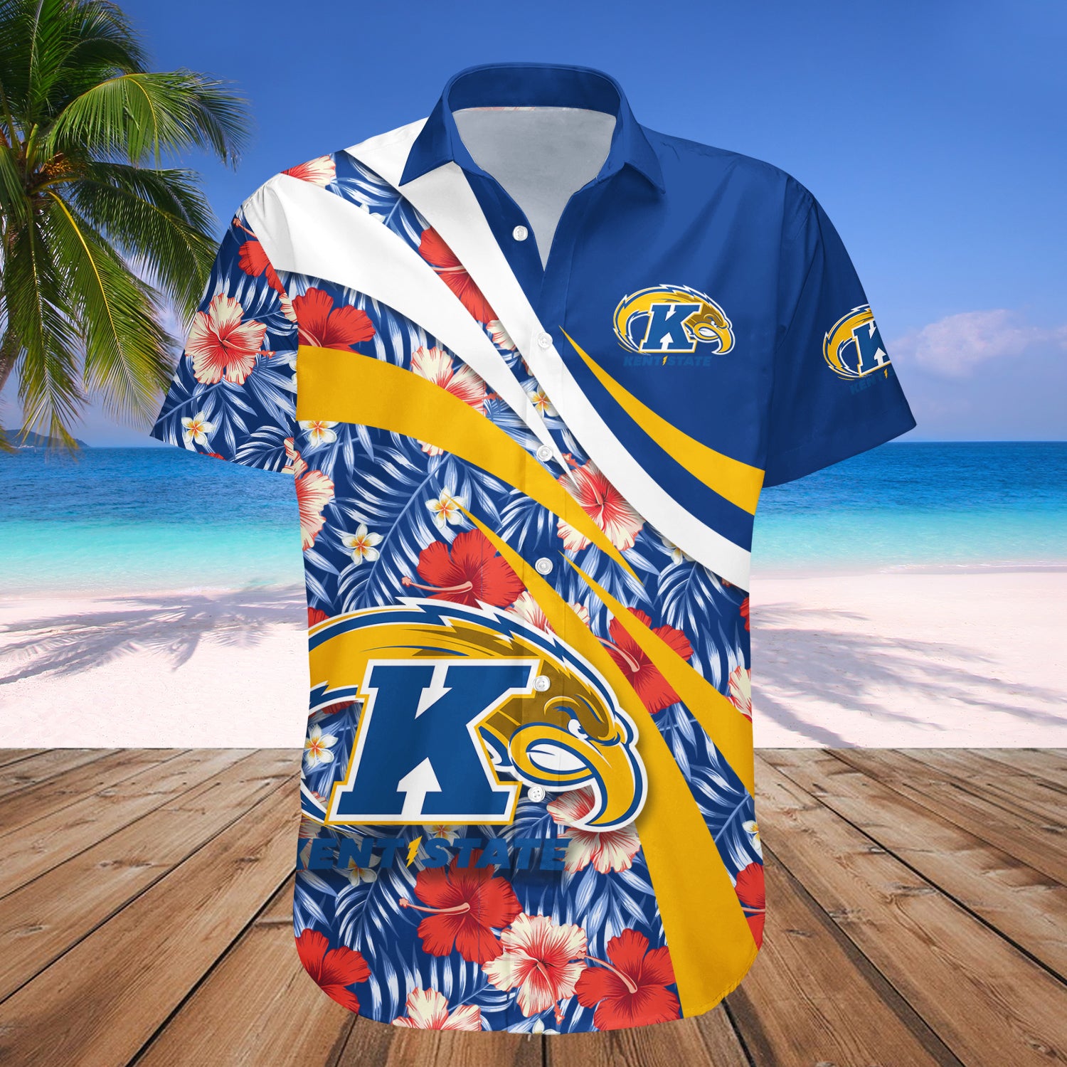 Kent State Golden Flashes Hawaiian Shirt Set Hibiscus Sport Style 1