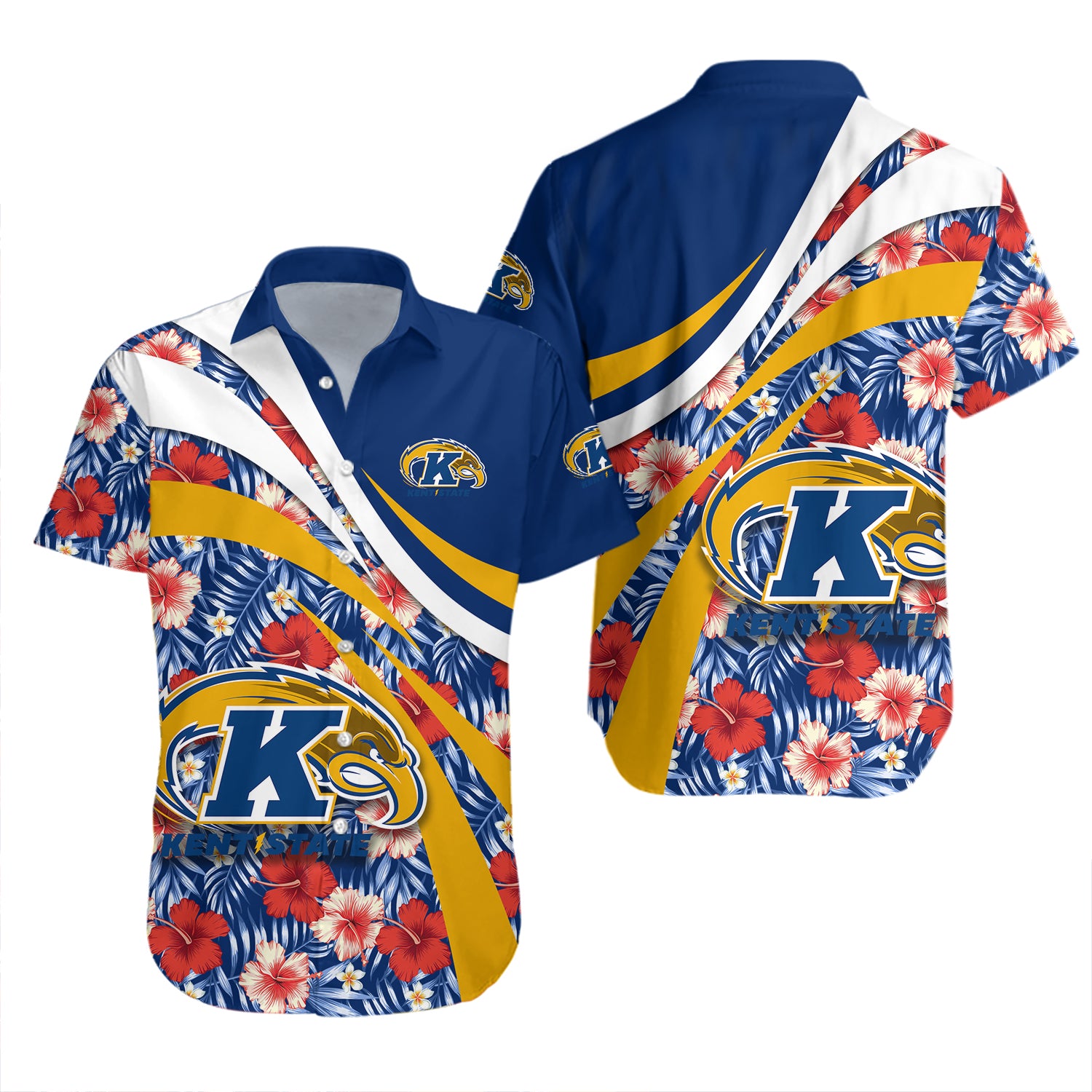 Kent State Golden Flashes Hawaiian Shirt Set Hibiscus Sport Style 2